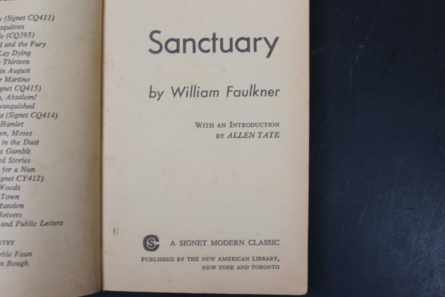 Sanctuary William Faulkner 1968 Signet Modern Classic Paperback Novel PB