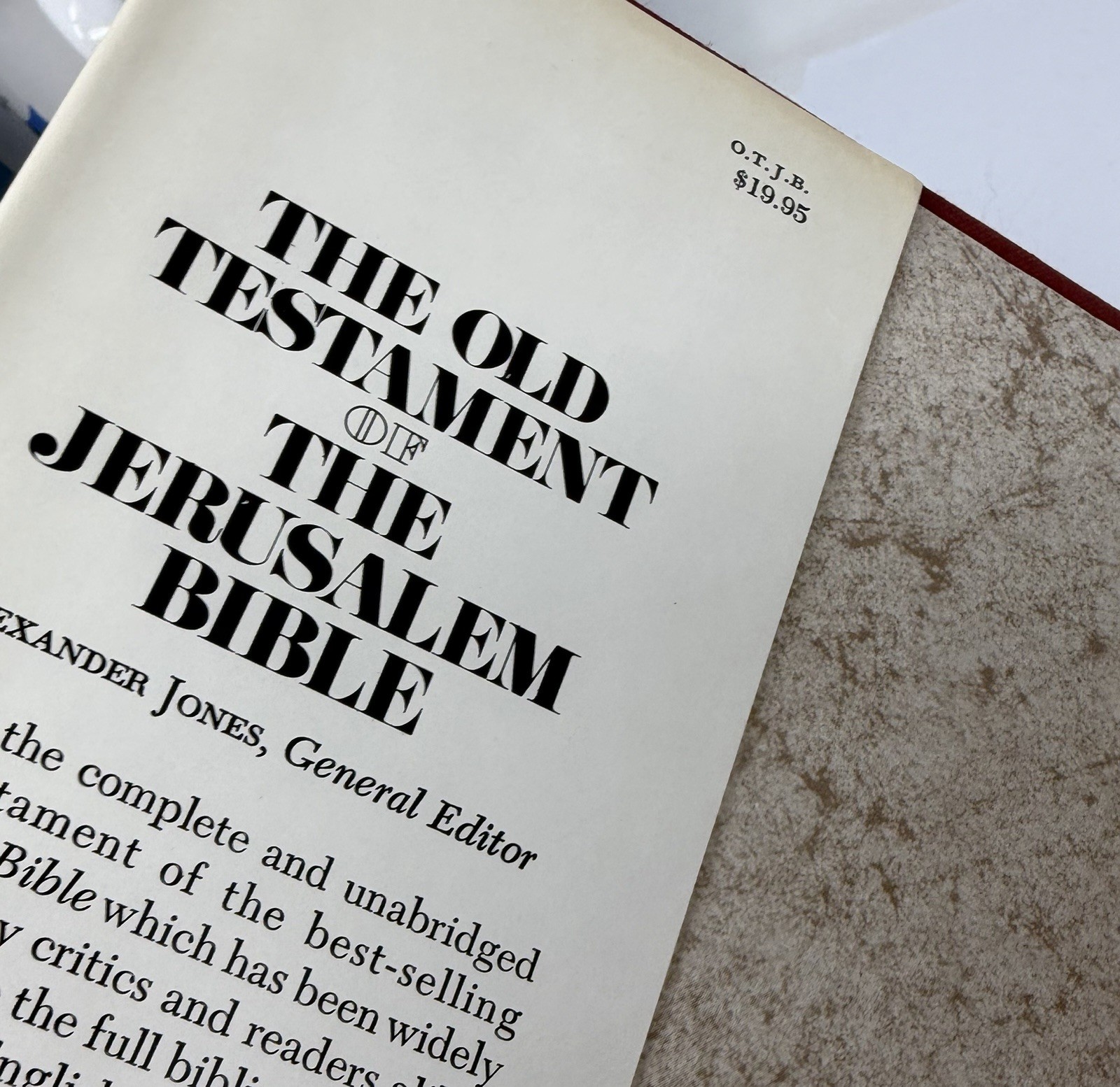 The Old Testament of the Jerusalem Bible 1966 Hardcover Book Doubleday Jones