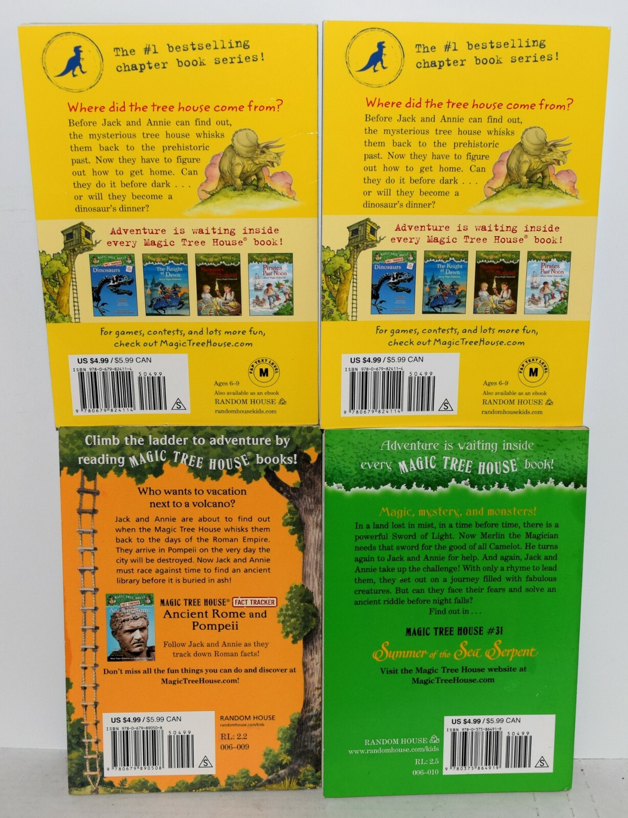 Lot of 4 Magic Tree House Paperbacks by Mary Pope Osborne Free Shipping !!!
