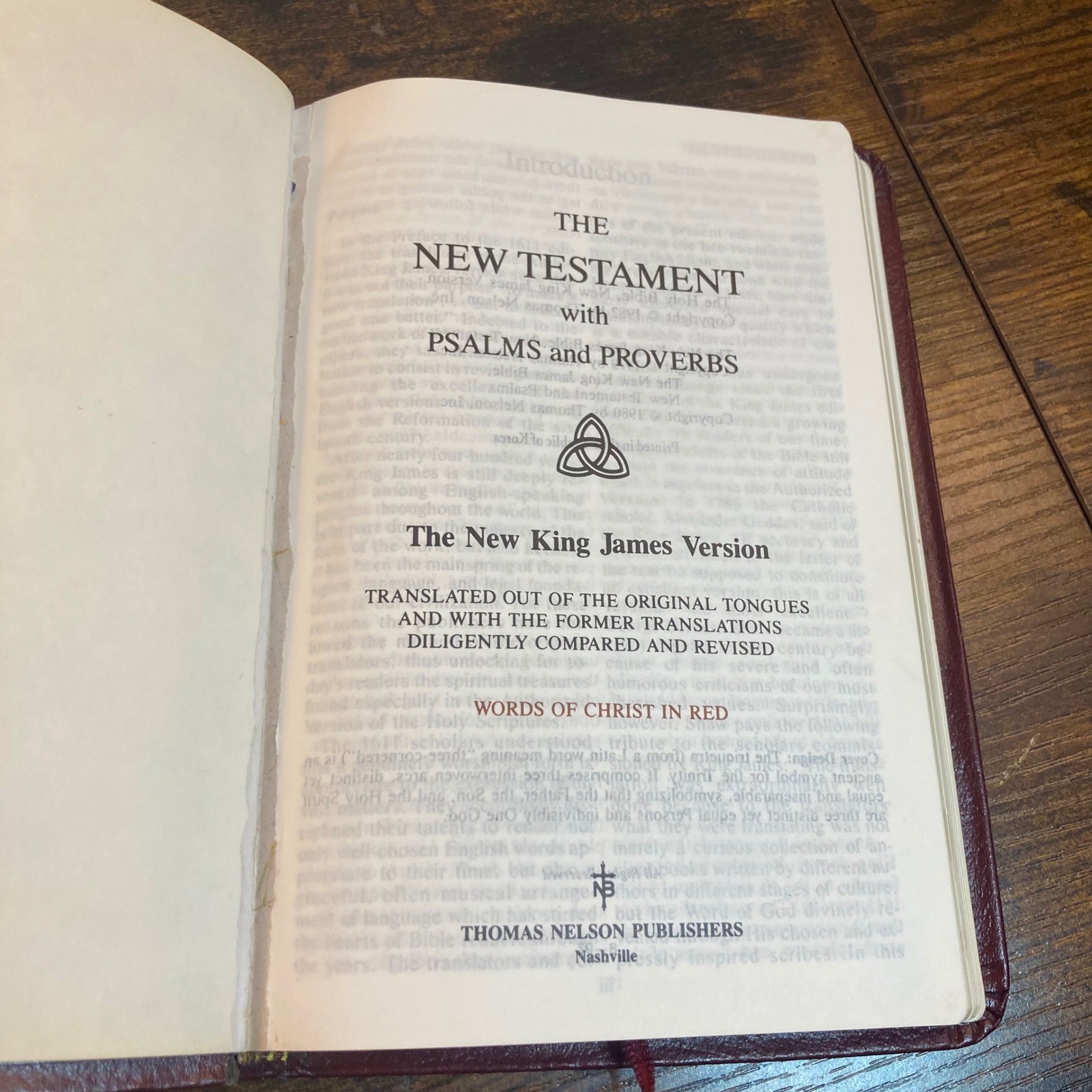NKJV New Testament Bible Bonded Leather Psalms Prov. Thomas Nelson Burgundy 1982