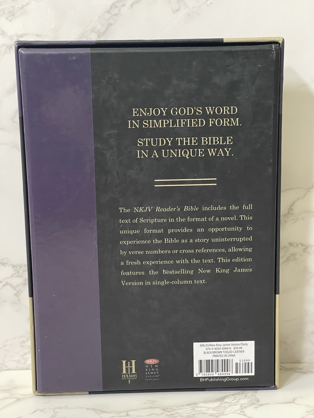 NKJV Reader’s Bible Black Brown Tooled Leathertouch New w/ Box Single Column