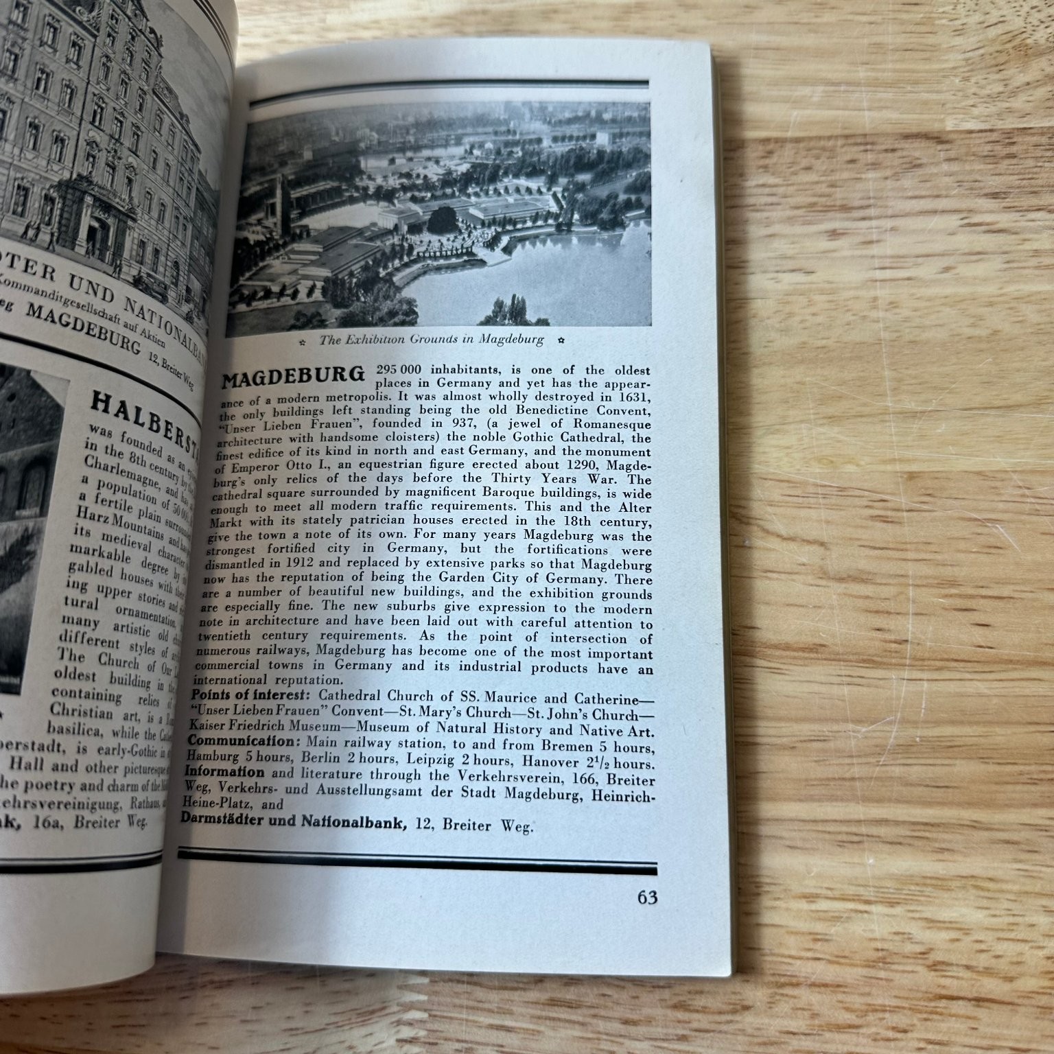 Germany Travellers’ Guide 1930s Vintage Travel Map Darmstädter Bank