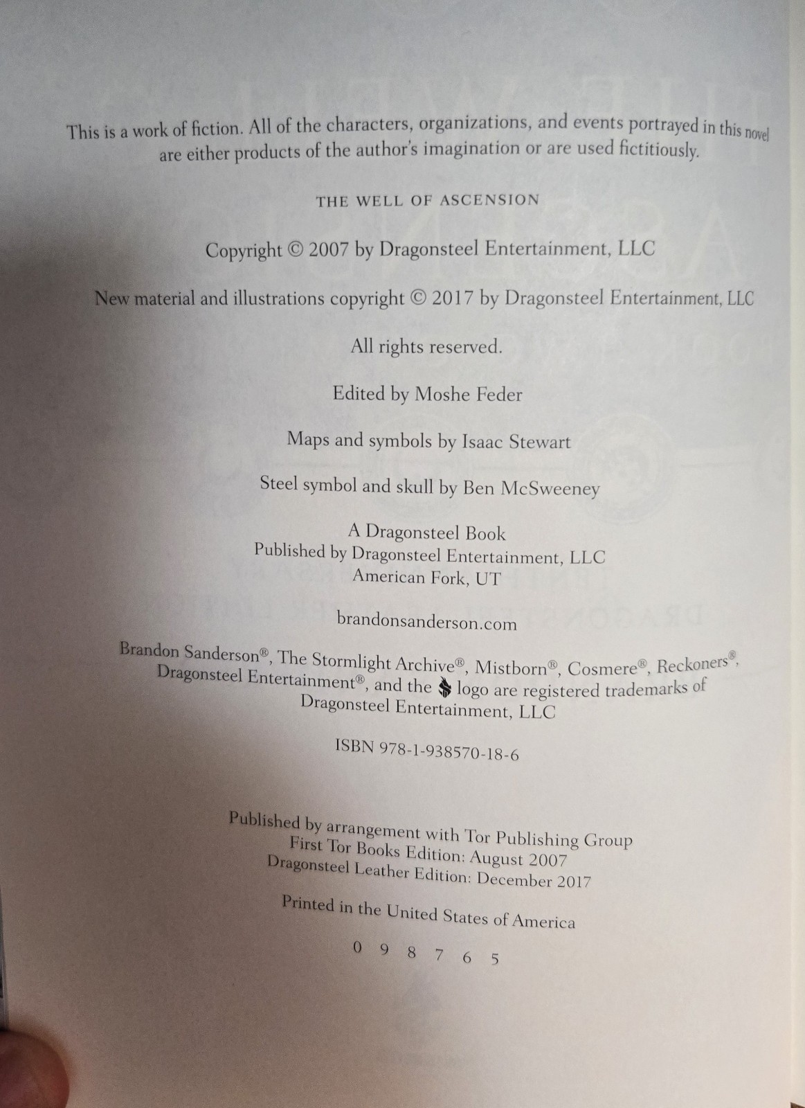 The Well of Ascension by Brandon Sanderson – DragonSteel Leather Bound Unsigned
