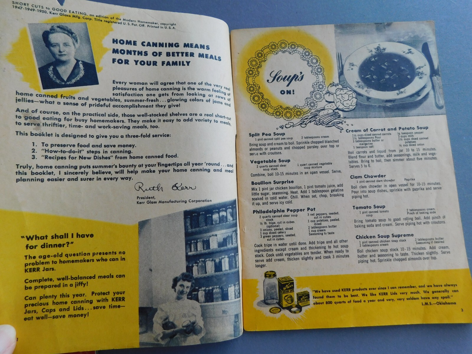 Short Cuts to Good Eating – 1950 Kerr brand Canning Instruction & Recipes