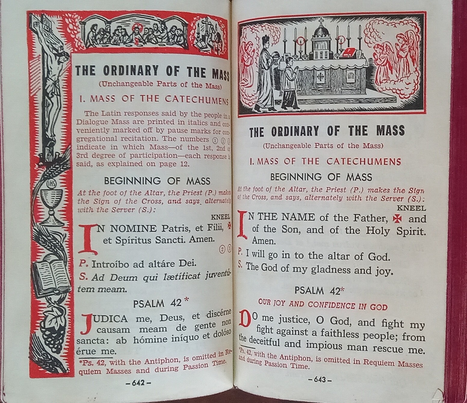 ANTIQUE CATHOLIC LATIN ENGLISH MISSAL; FINE BINDING; TLM BRIGHT GILT; CA.. 1961