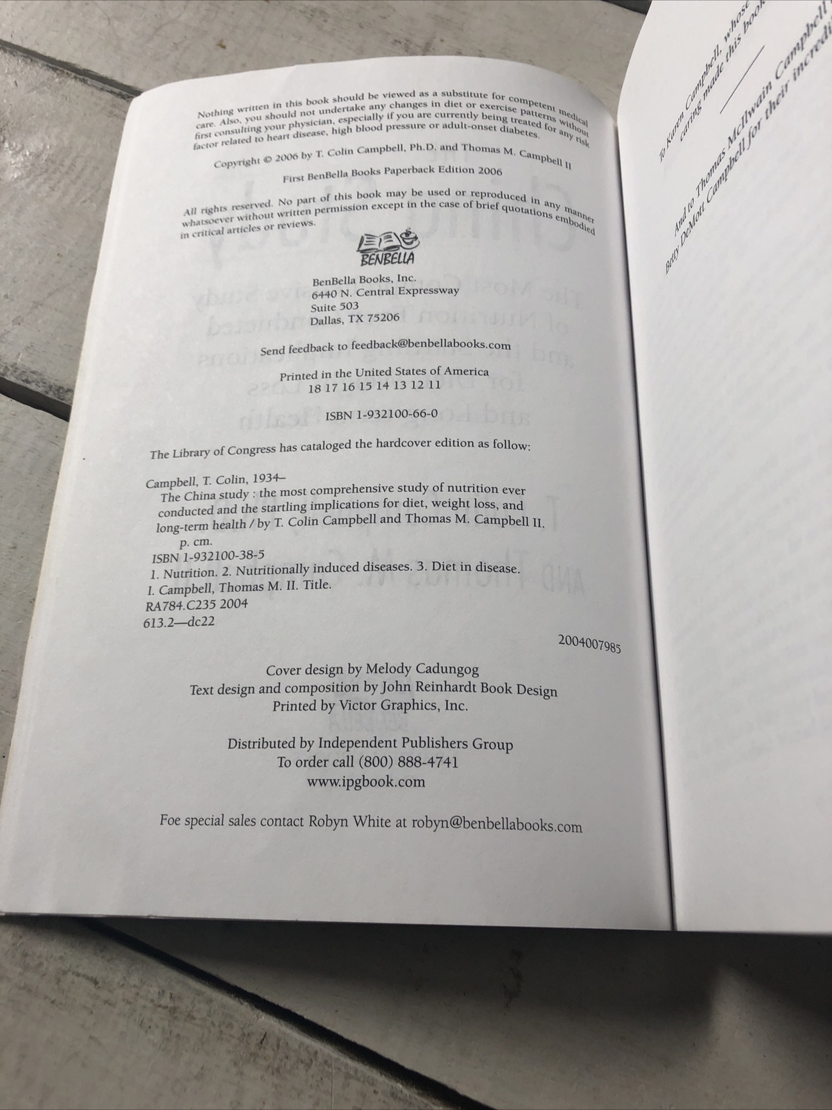 The China Study T. Colin Campbell Ph.D. (2006)