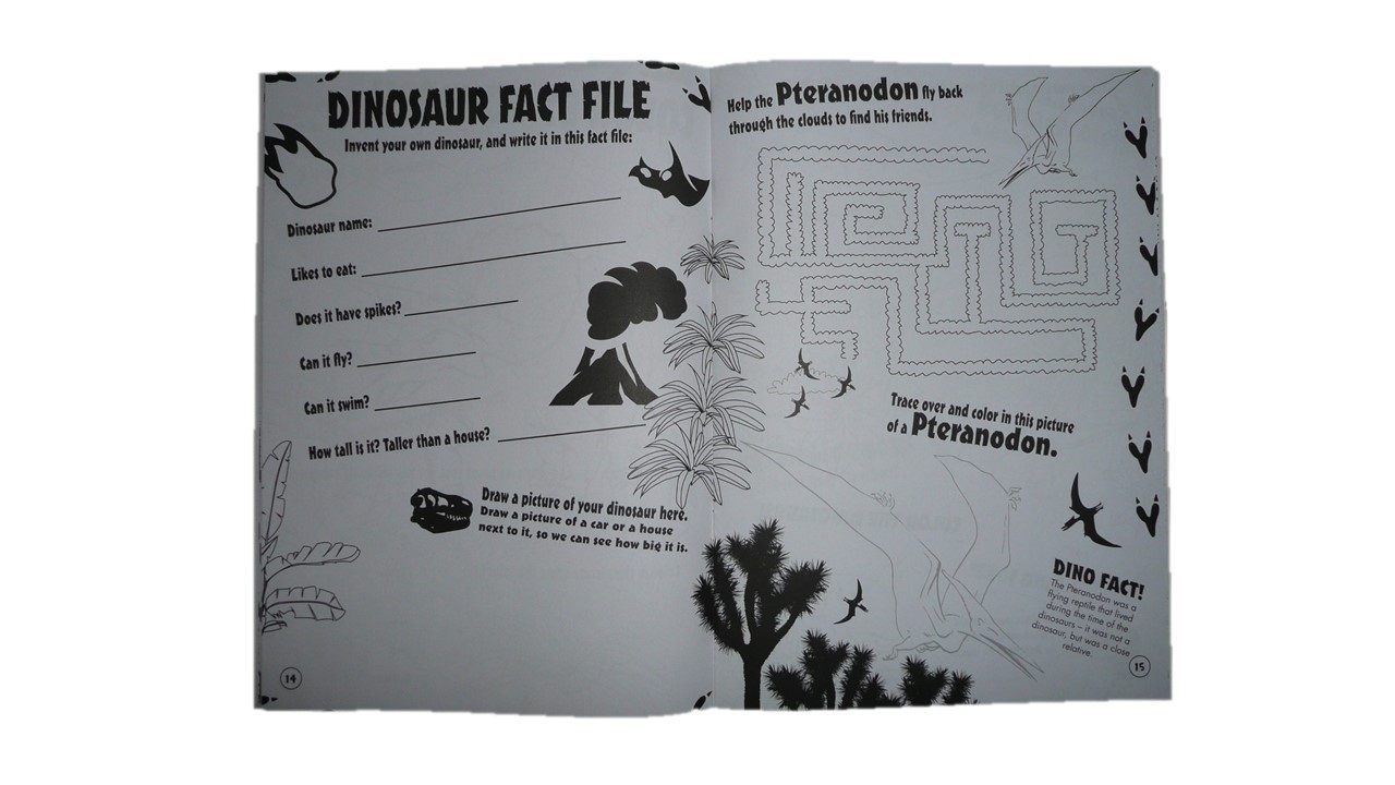 Kids Dinosaur Coloring Books With Fun Activities Facts Puzzles Jokes 4-Pack Set