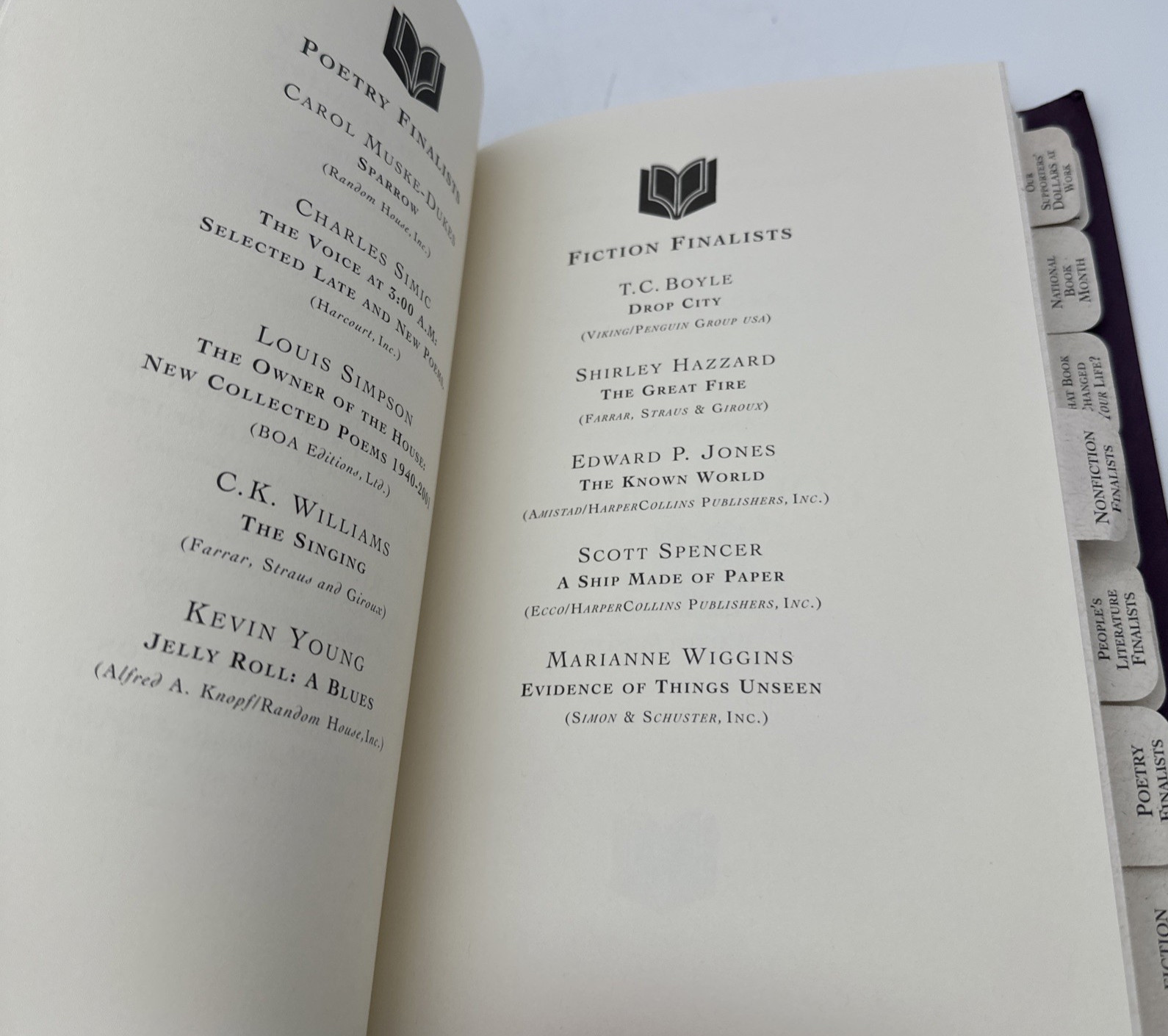 54th National Book Awards Program November 2003 Stephen King Notable Good