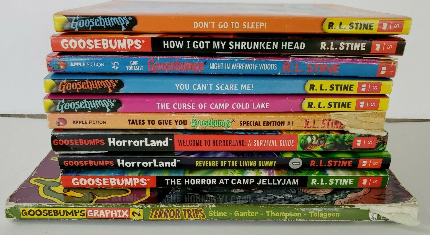 Lot of 10: 7 Goosebumps (1990s), 2 Horrorland (2000s), 1 Graphic Novel (1995)