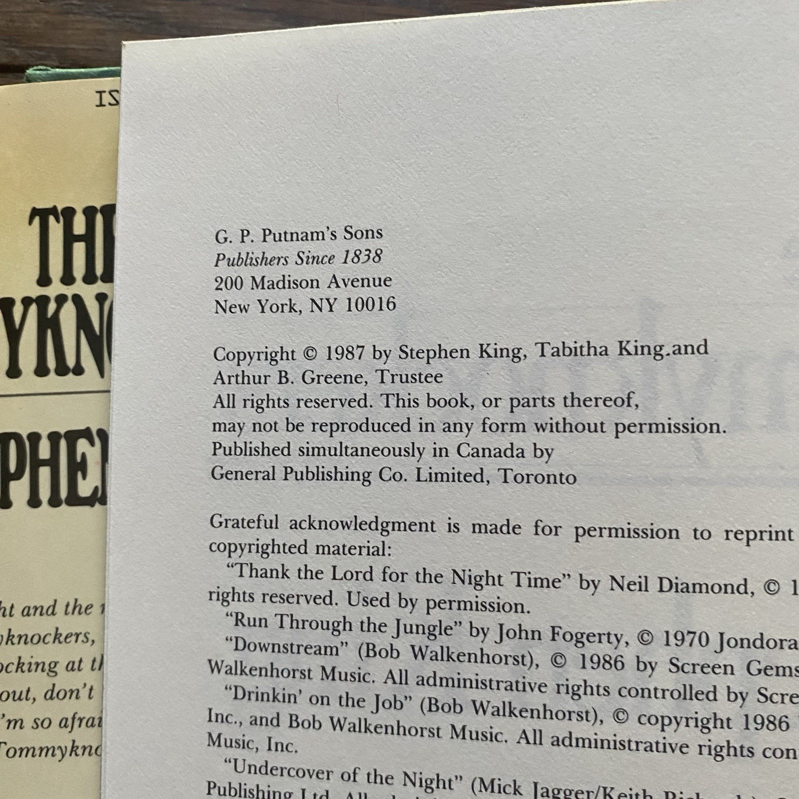 Stephen King The Tommyknockers 1987 Hardcover Dust Jacket