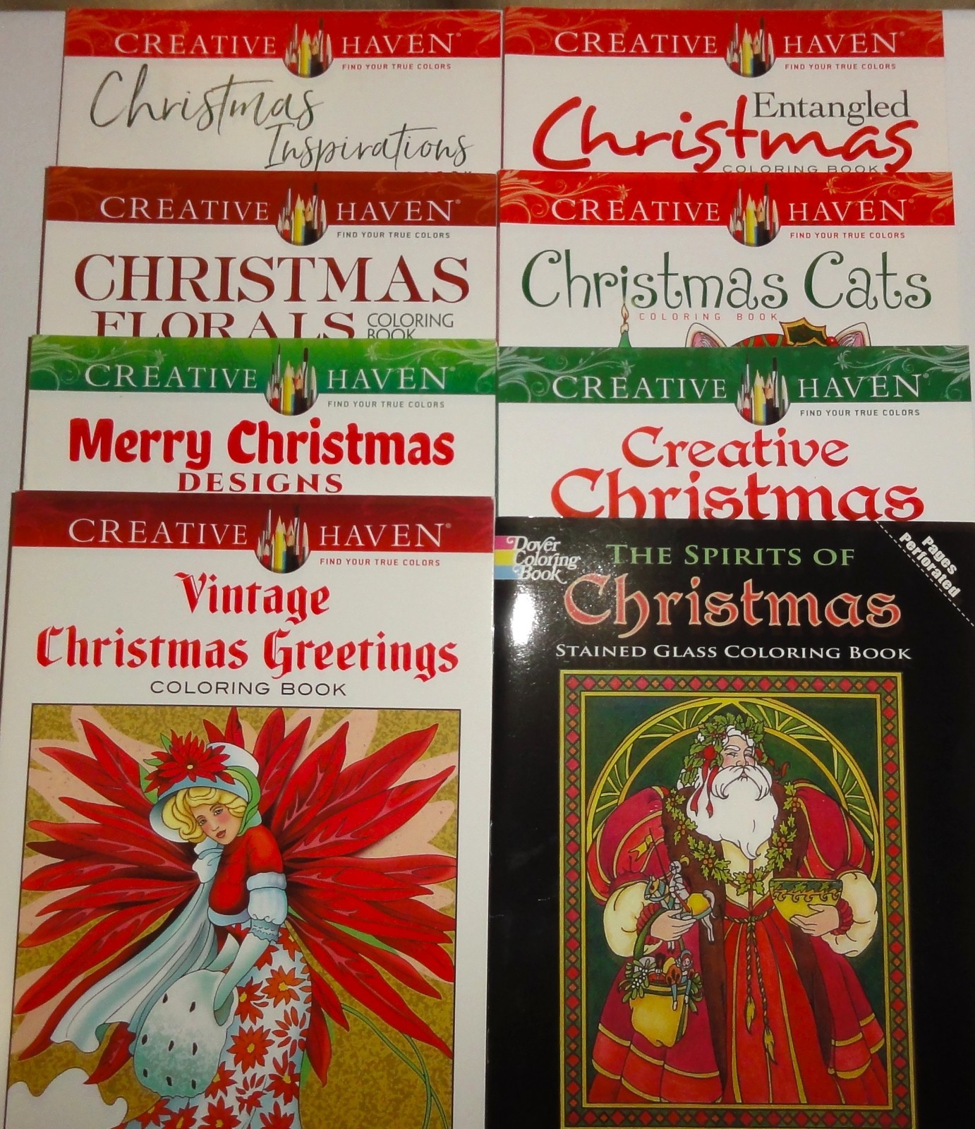 LOT 8 “CHRISTMAS” THEME COLORING BOOKS BY CREATIVE HAVEN/DOVER, NEW! $51 VALUE!