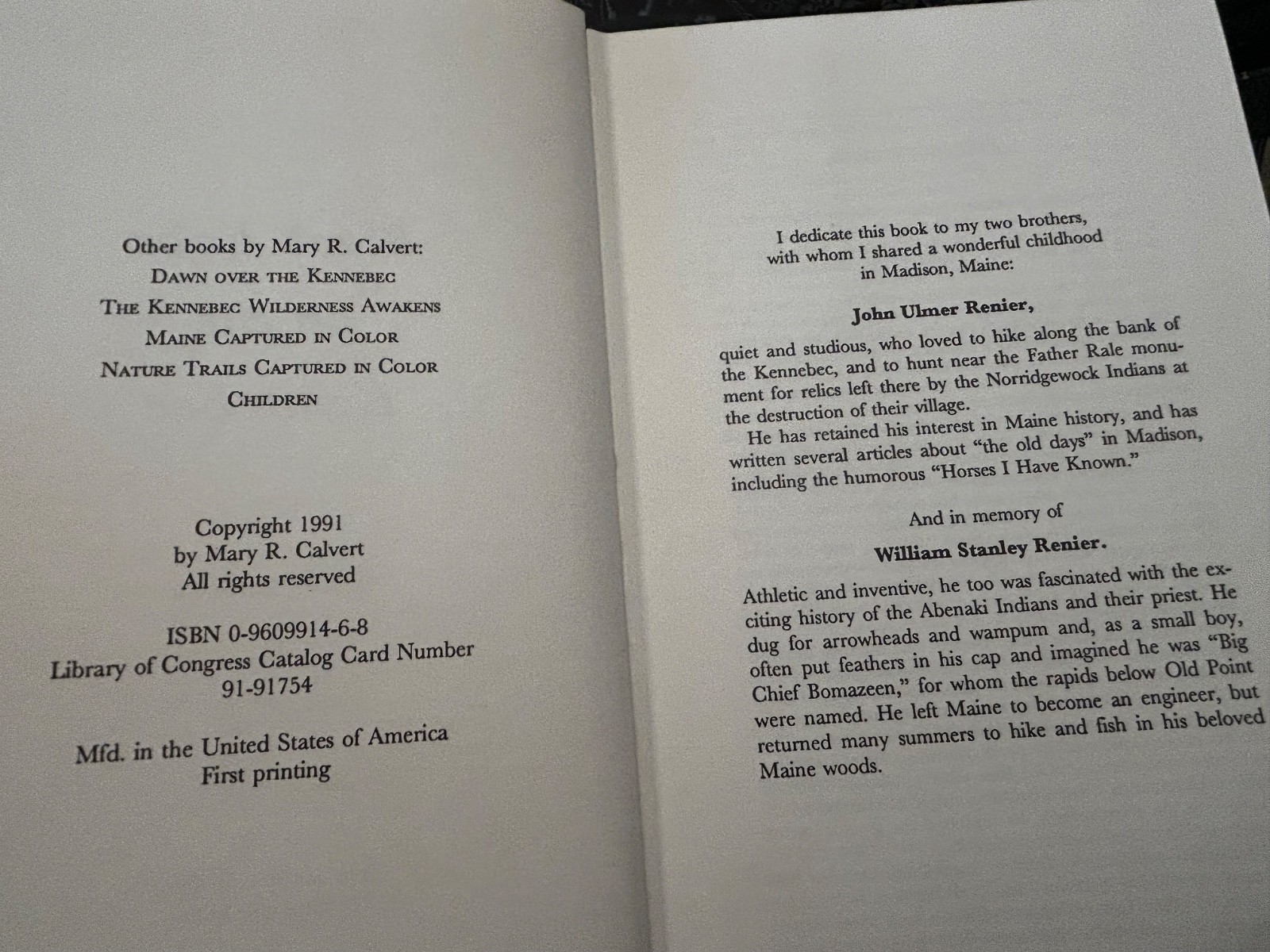 Black Robe on the Kennebec by Mary Calvert, Jesuits in Maine HC/DJ VG++