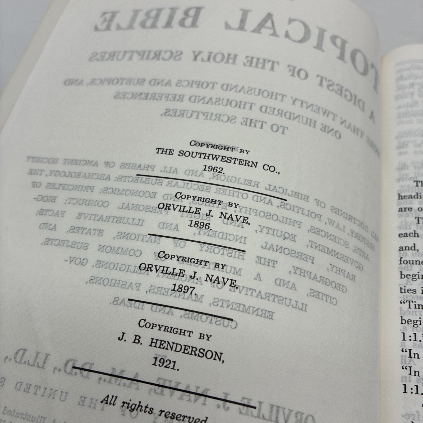 Nave’s Topical Bible 1962, Southwestern, Indexed, Leather Very Good Condition