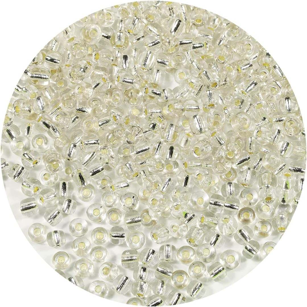 Clear Silver Lined Color 4mm Seed Beads About 1200pcs/100Grams in Bag, 6/0 Glass