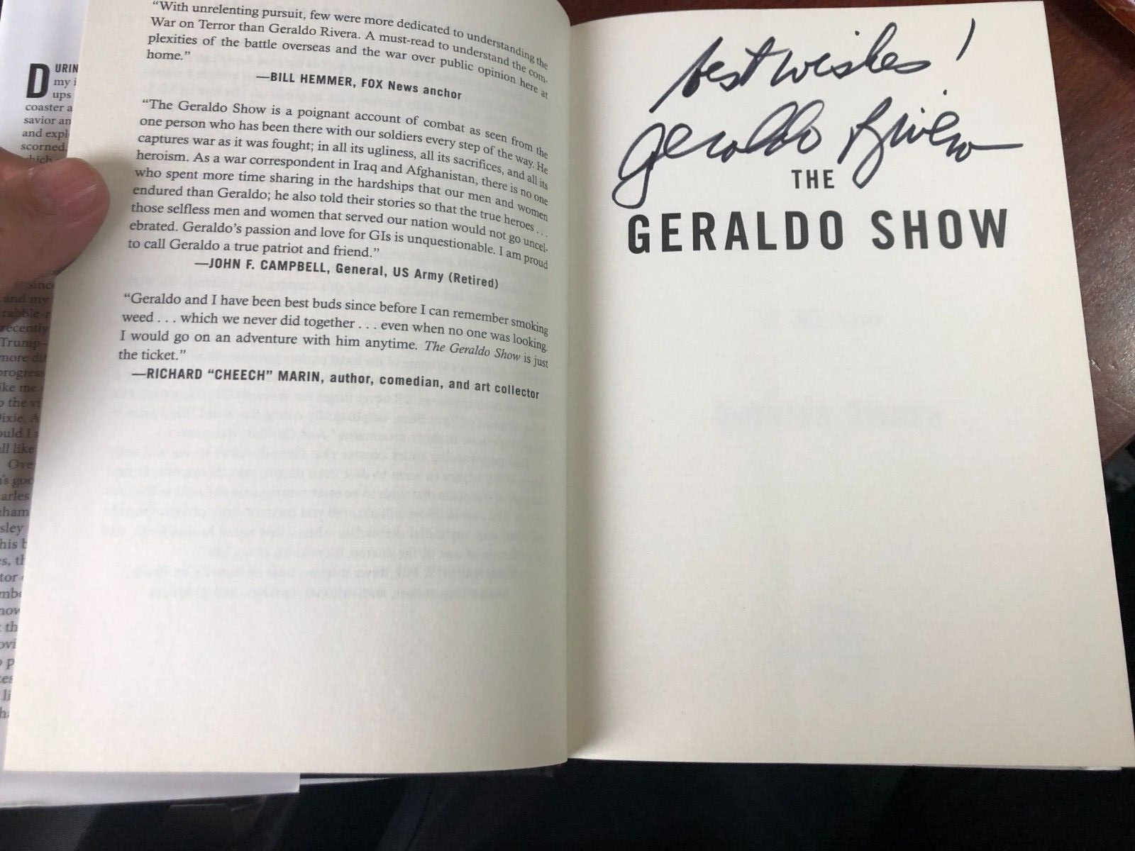 “The Geraldo Show – A Memoir” Geraldo Rivera Signed Benbella Books 2018