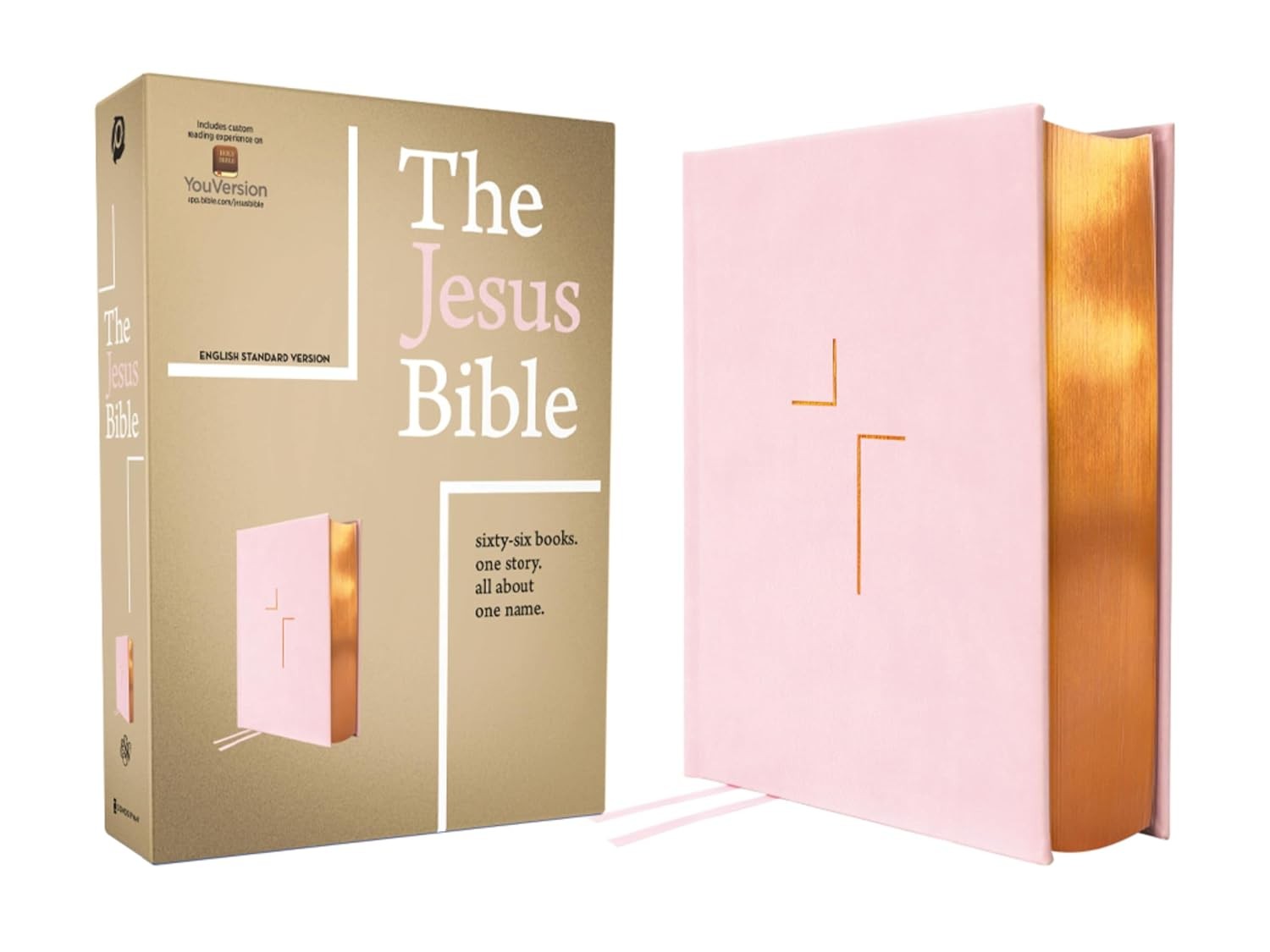 The Jesus Bible, ESV Edition, Leathersoft Over Board, Pink Imitation Leather