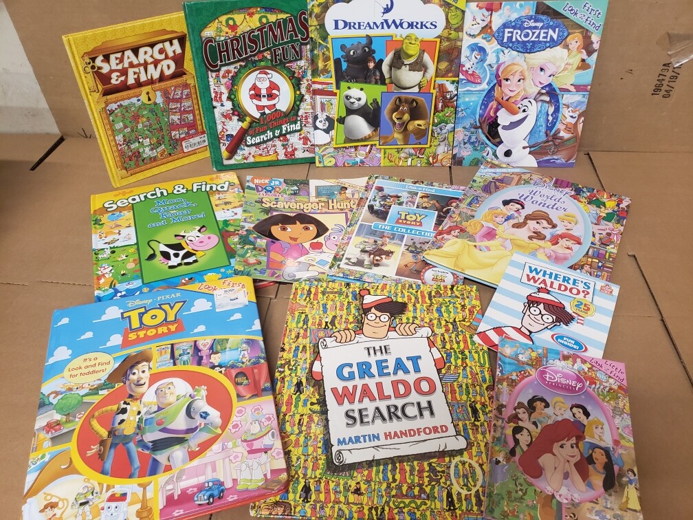 Lot of 10 Look & Find Walt Disney Waldo SpongeBob Pixar Popular Kid Books Random