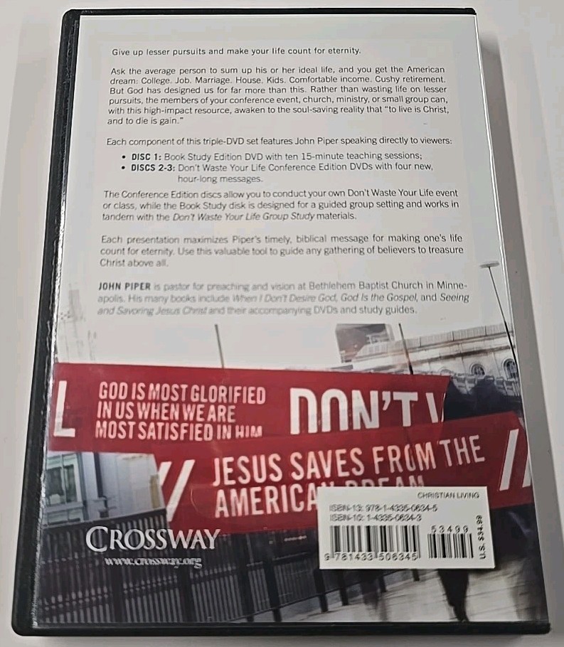 Don’t Waste Your Life Fourteen Sessions with John Piper DVD Set 3 Disc VERY GOOD