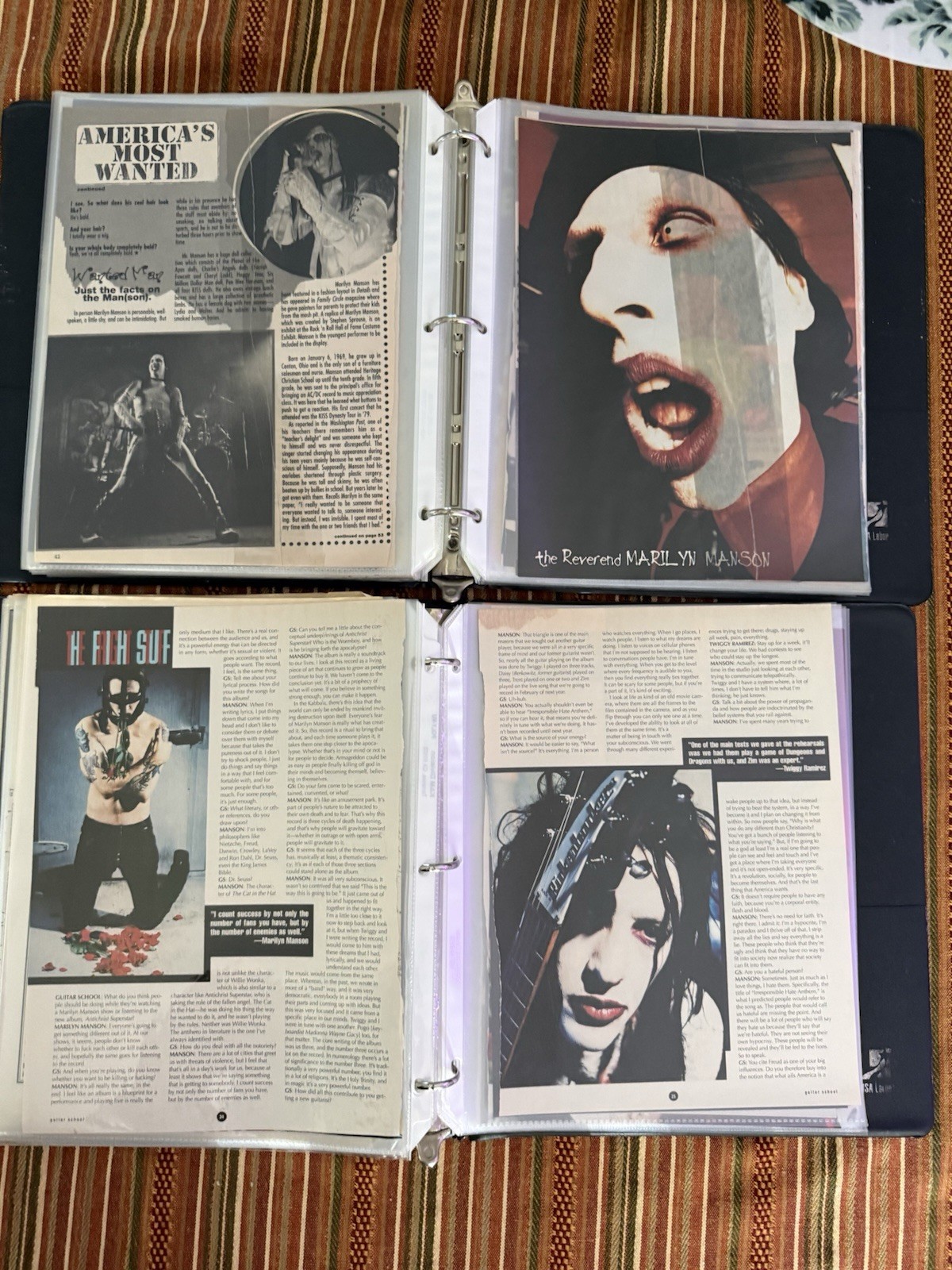 Marilyn Manson Lot Of 2 Binders Full Of 95-97 Magazine Articles 125 Pages
