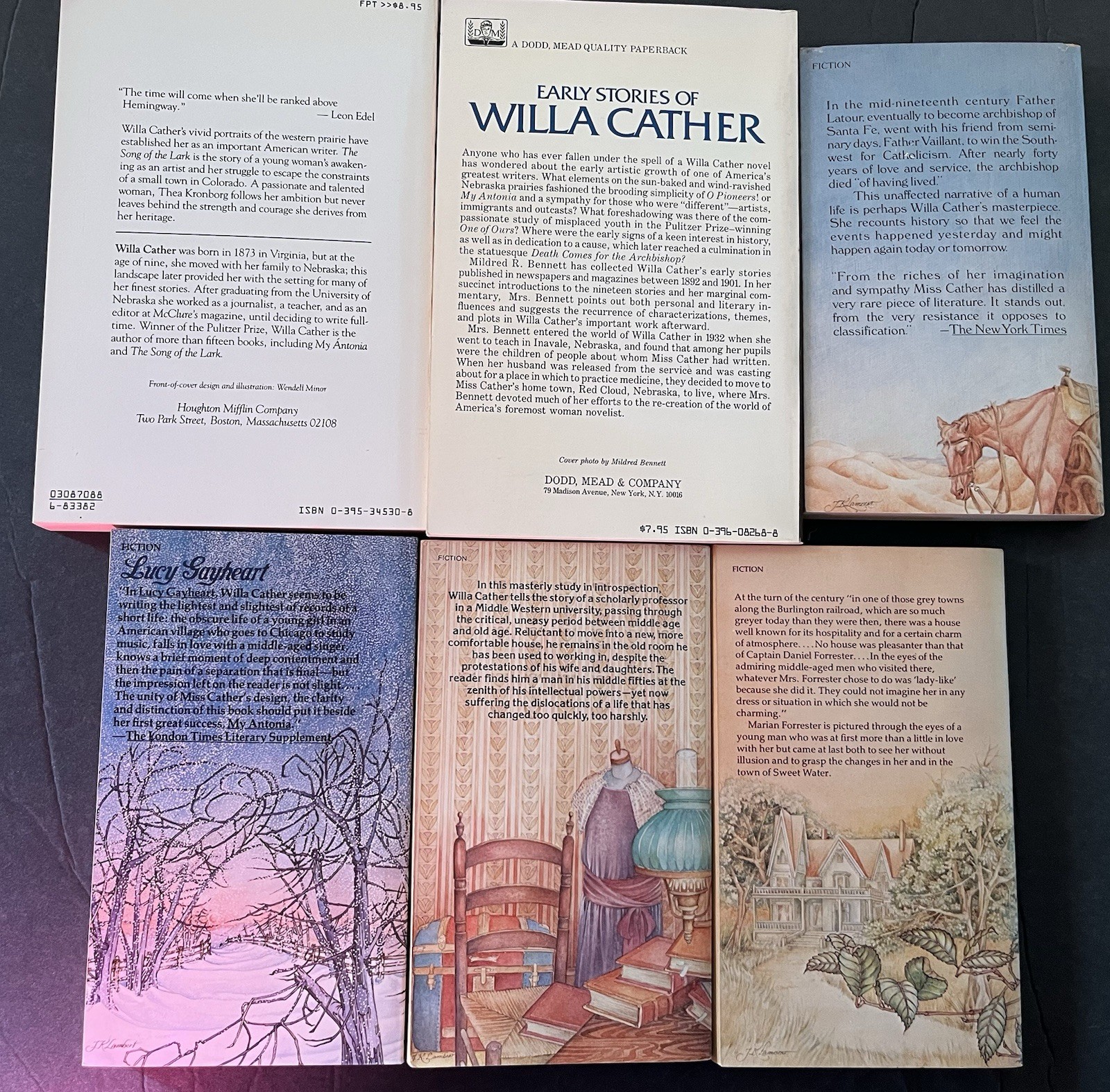 WILLA CATHER 6 Books Lot Song Of Lark Early Stories Death Comes Lucy Professor++