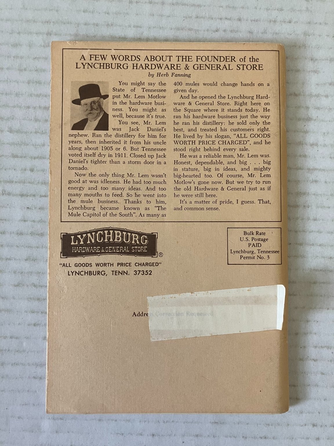 Lynchburg Hardware General Store Catalog Jack Daniel’s Vintage Collectible