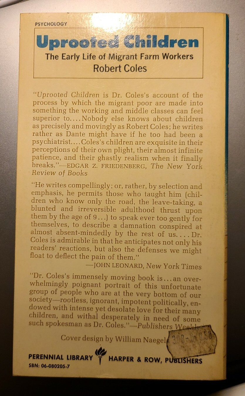 Uprooted Children By Robert Coles Perennial Edition 1971