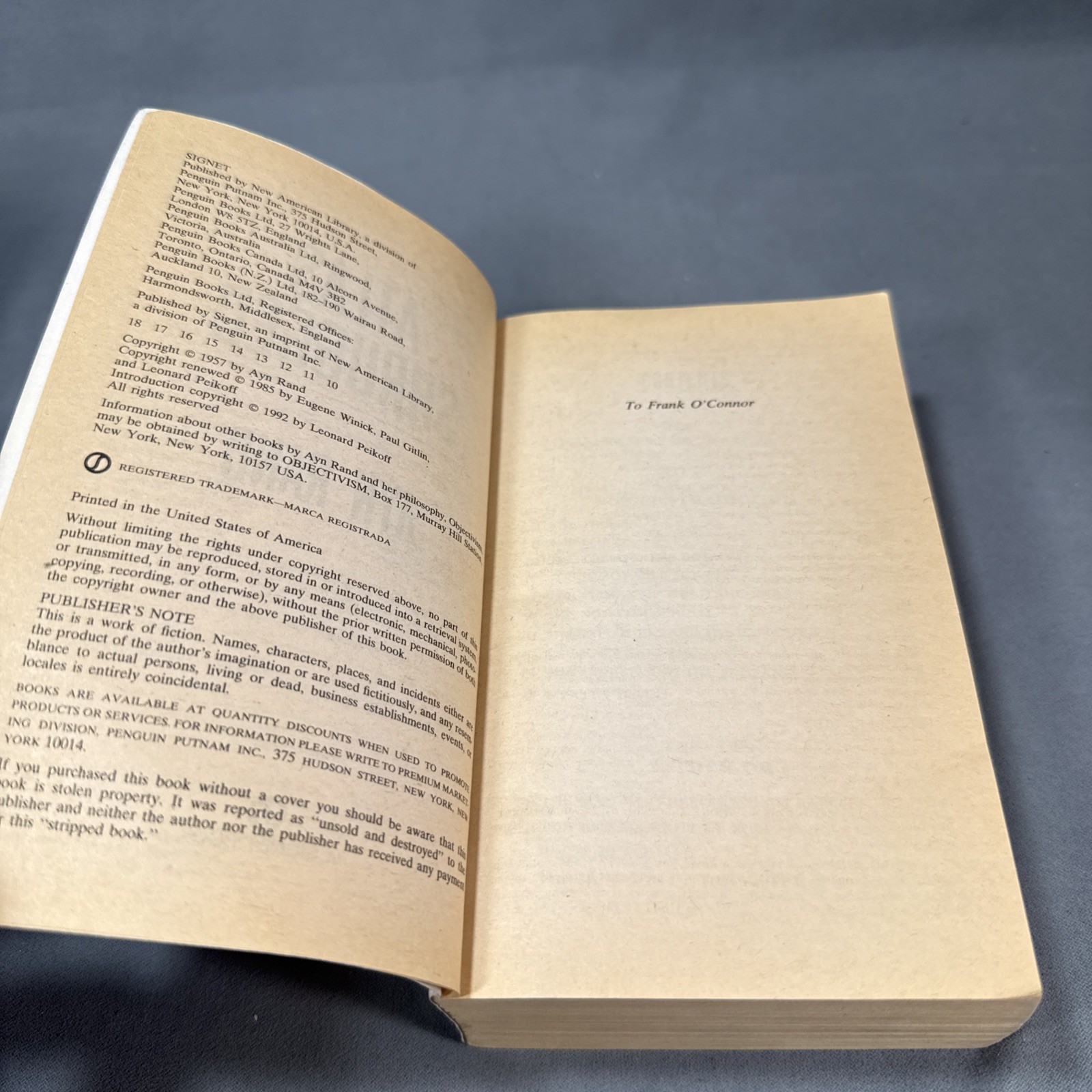 ATLAS SHRUGGED Ayn Rand, 10th Print, Paperback 35th Anniversary Ed 1992 Signet