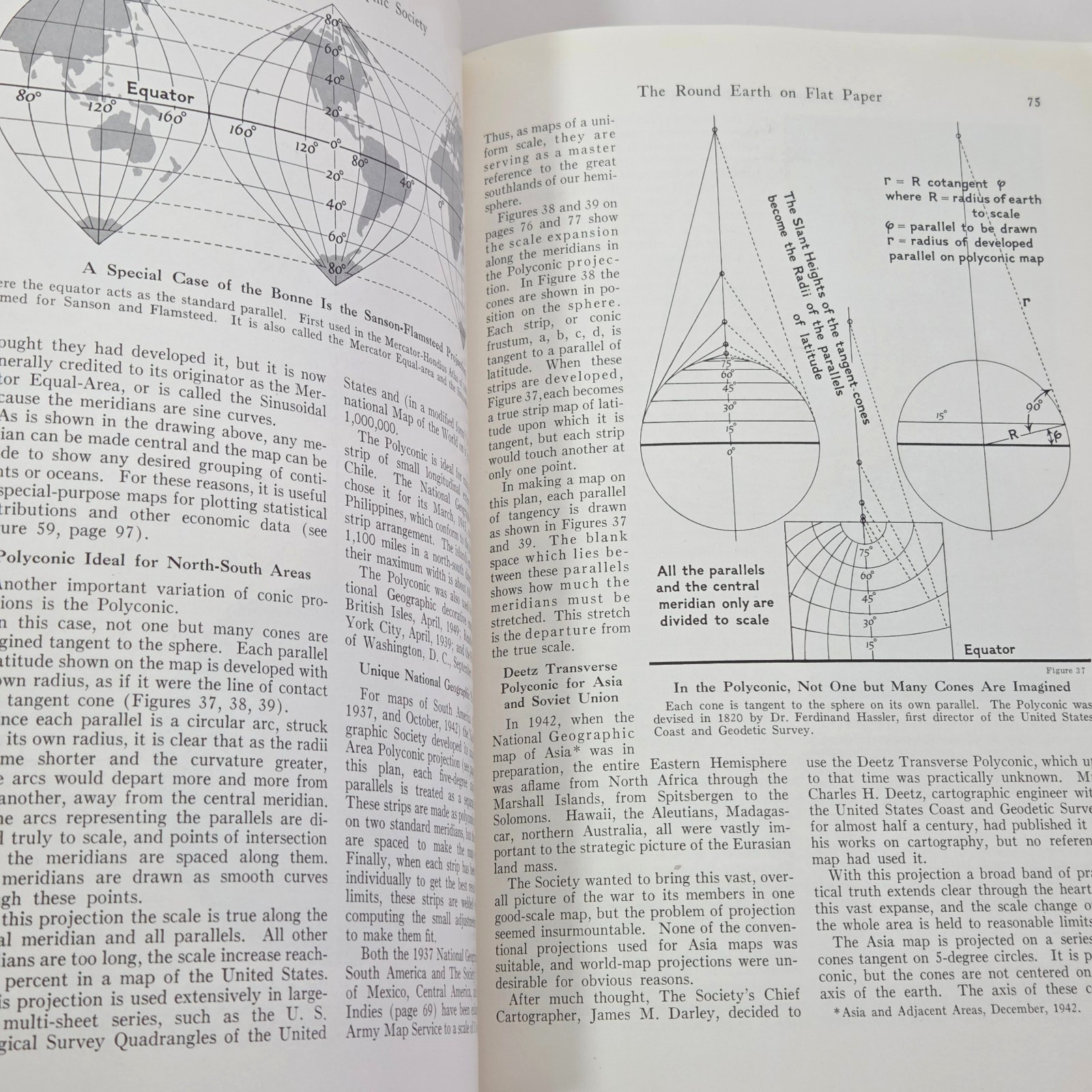 Round Earth Flat Paper Map Projections Cartographers Chamberlin 1950 Illus NGS
