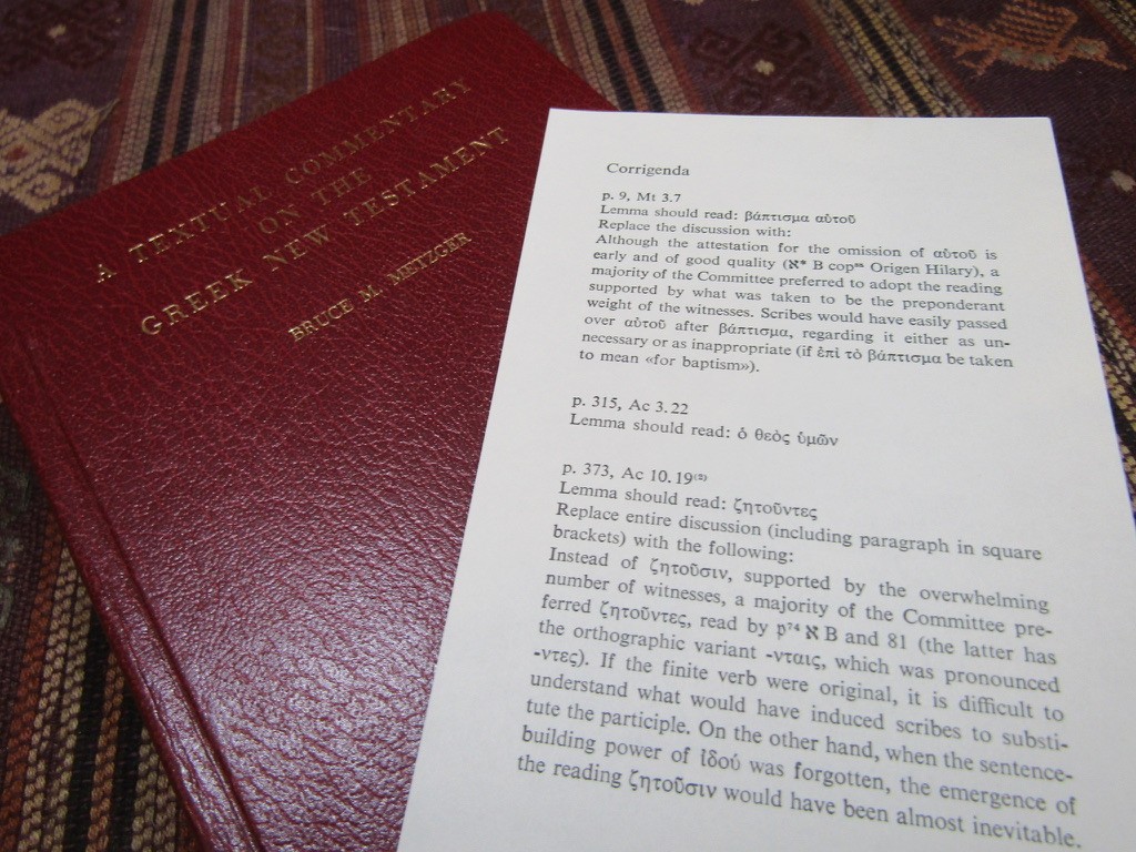 1975 Metzger A TEXTUAL COMMENTARY ON THE GREEK NEW TESTAMENT Nice Copy