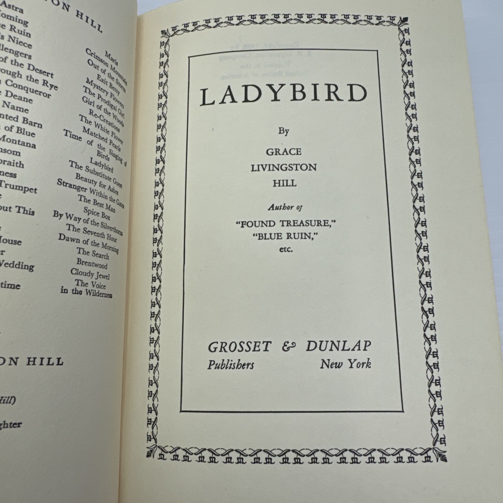 Ladybird Grace Livingston Hill Grosset & Dunlap c1930 Later Print Vintage Novel