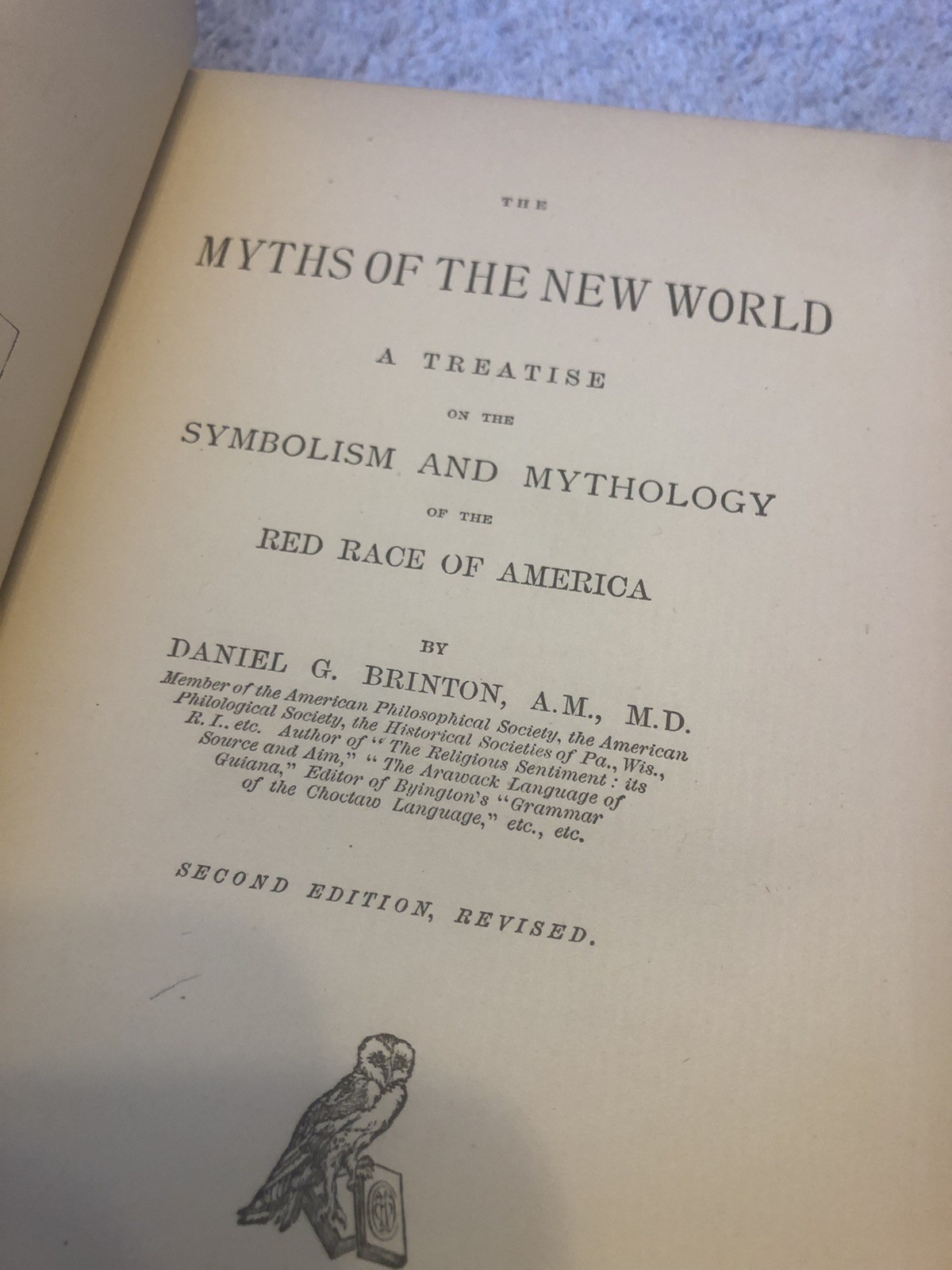 1876 The Myths of the New World Daniel G. Brinton 2nd Edition