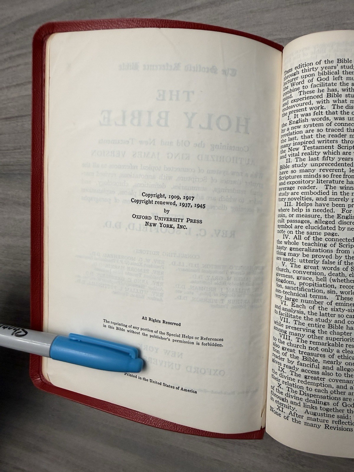 Oxford KJV Scofield Reference Bible 1945 Red Hand Grained MOROCCO Leather 187X