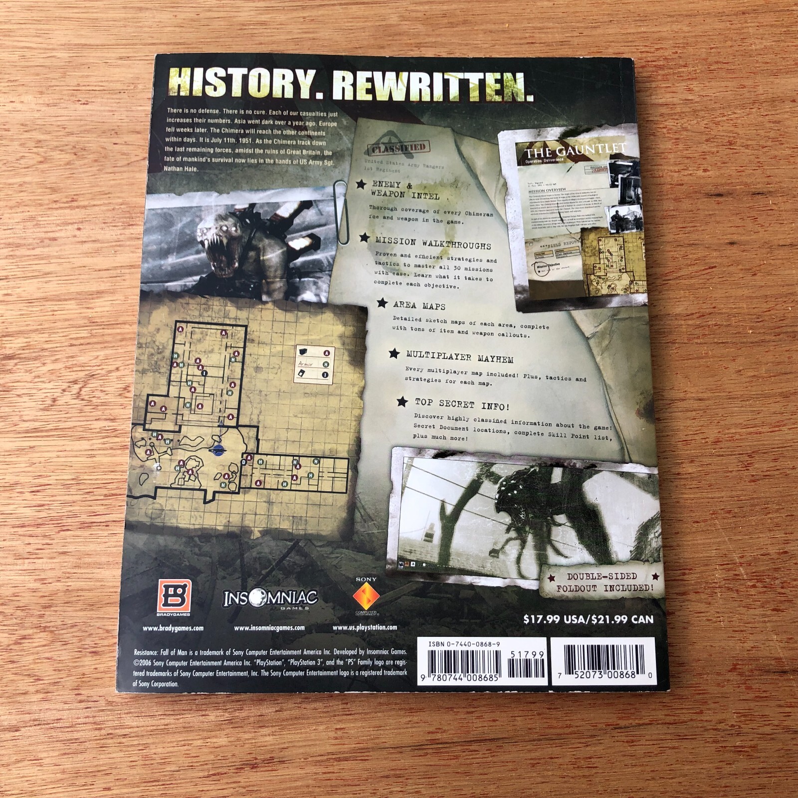 Resistance: Fall Of Man Strategy Guide BradyGames 2006 Booklet Manual NO POSTER