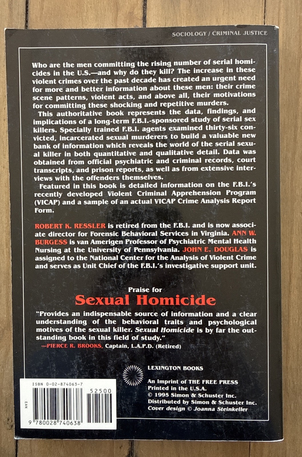 Sexual Homicide: Patterns and Motives By Realer, Burgess, Douglas, 1995, PB, V
