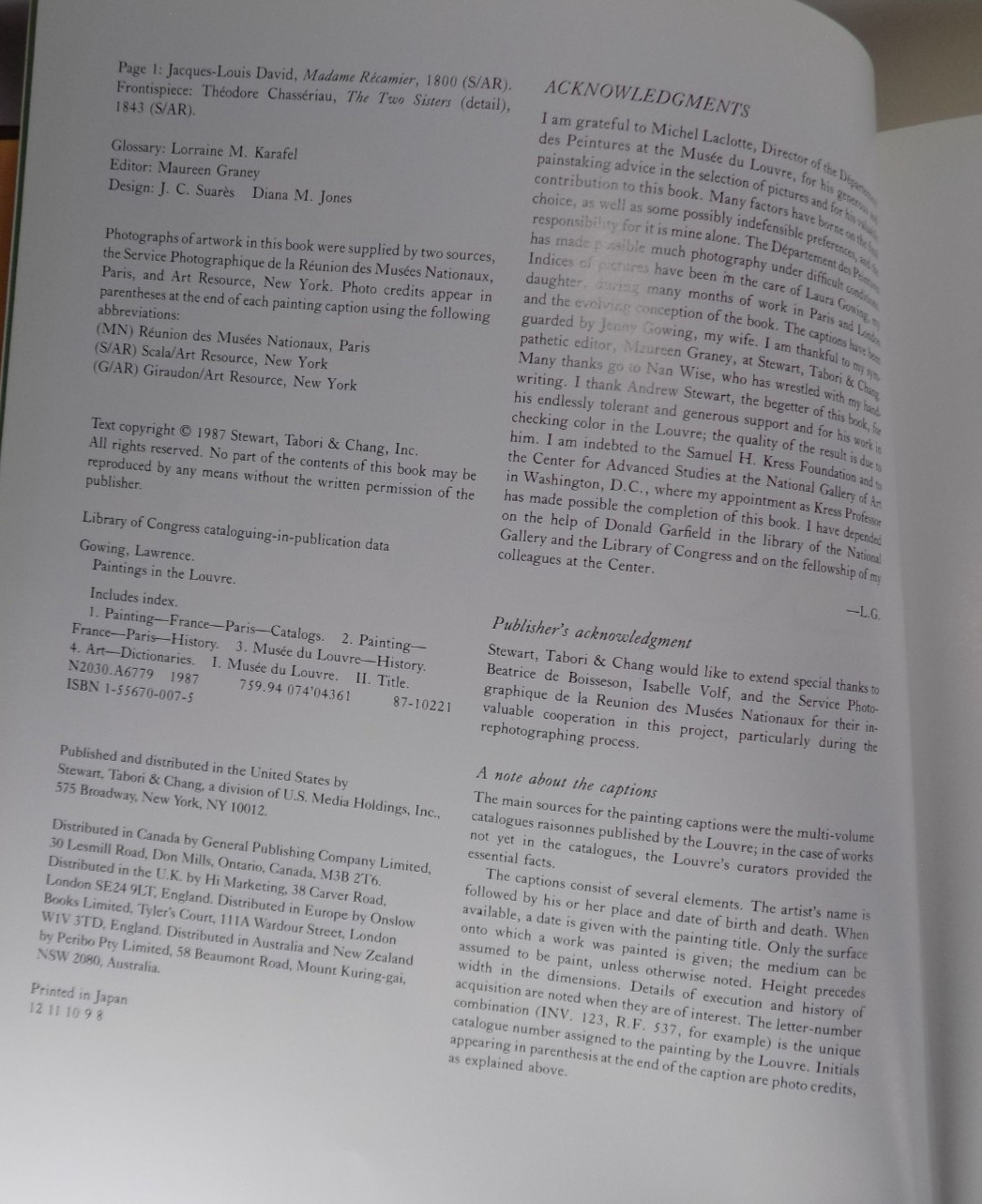 Paintings in the Louvre by Lawrence Gowing Embossed Stewart Tabori Chang
