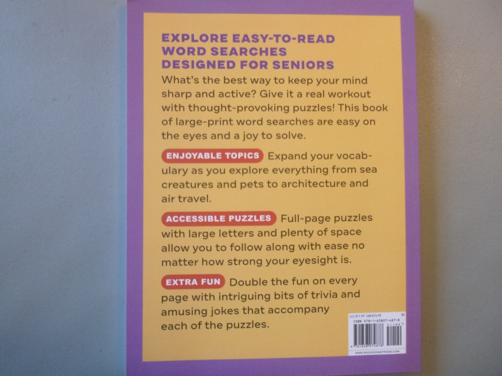 Extra Large Print Easy Word Search for Seniors by Rockridge Press