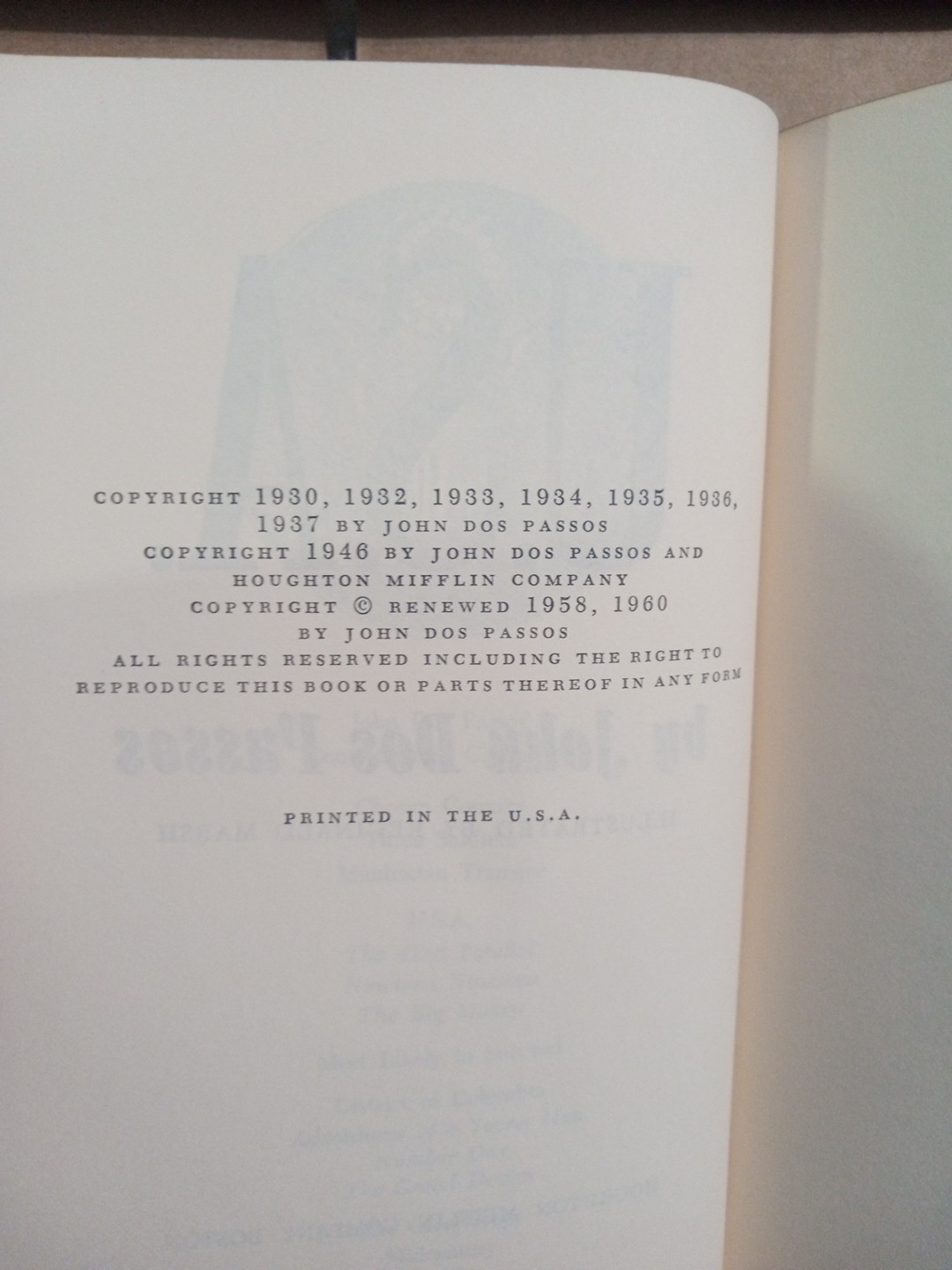 Vintage -USA by John Dos Passos – The 42nd Parallel & Nineteen Nineteen- HC