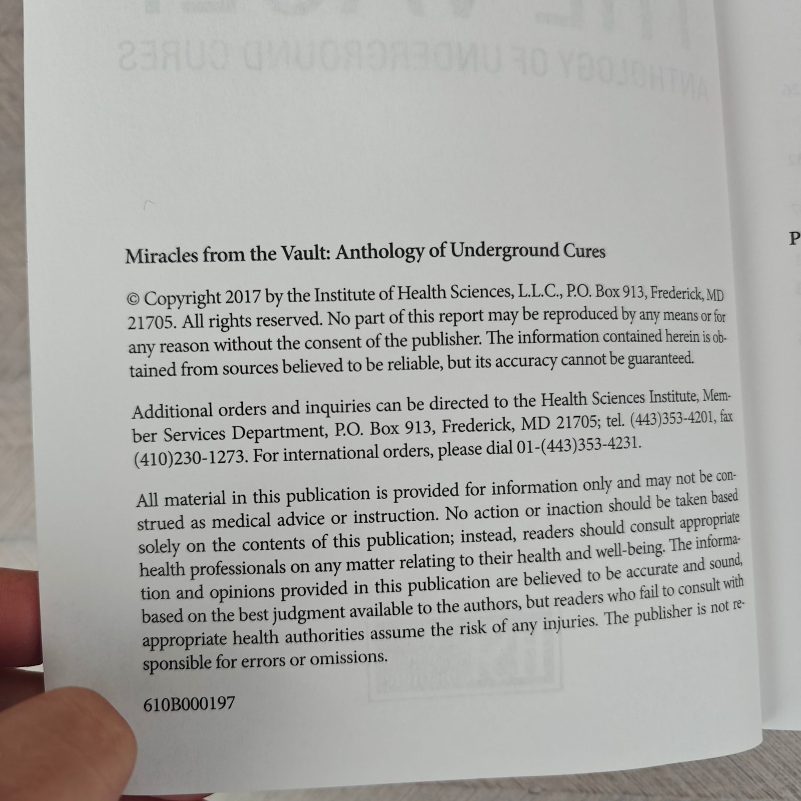 Miracles From The Vault: Anthology Of Underground Cures Paperback 2017 Health