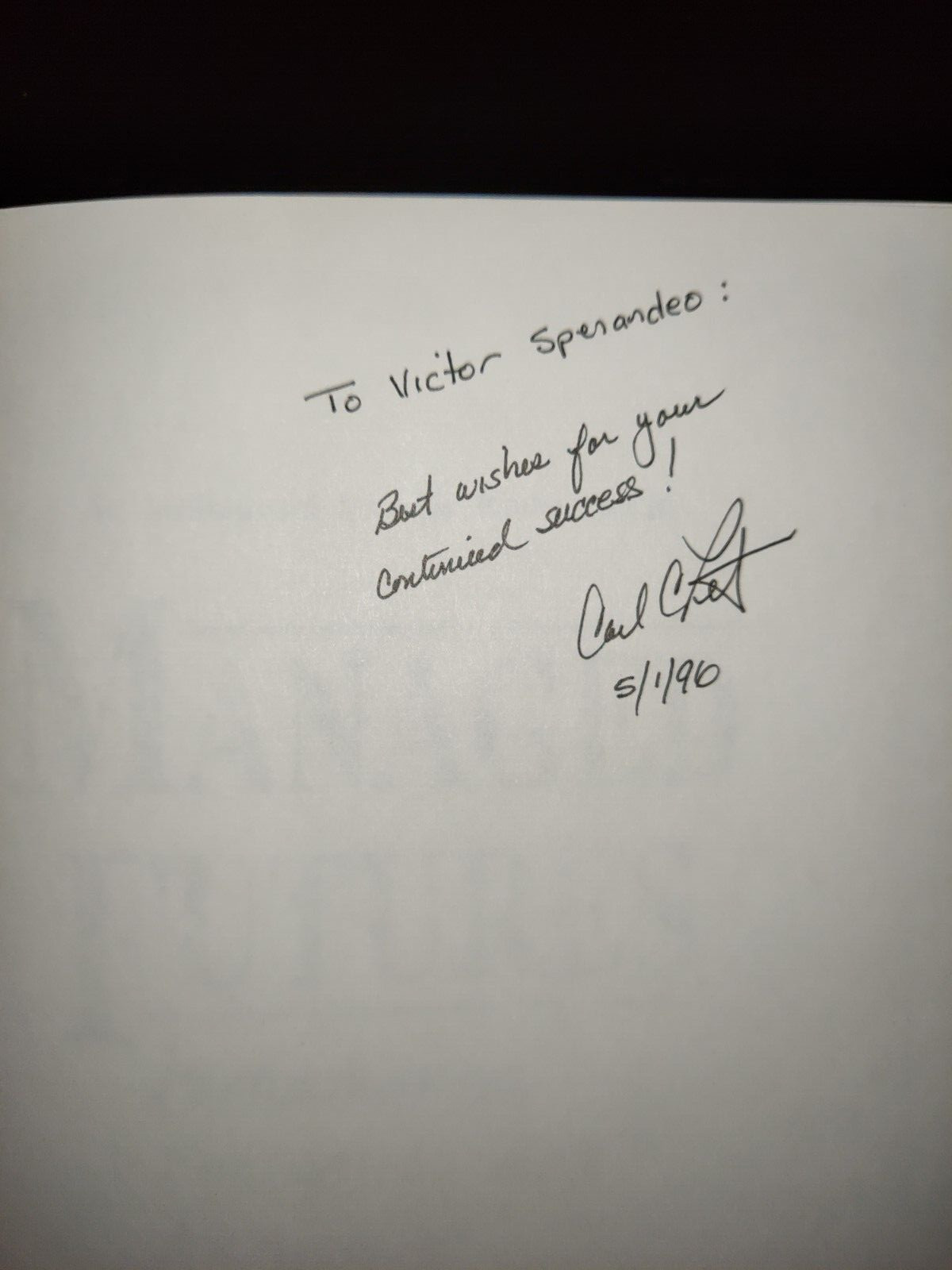 Managed Futures by Carl C. Peters 1992 HCDJ Signed to Victor Sperandeo