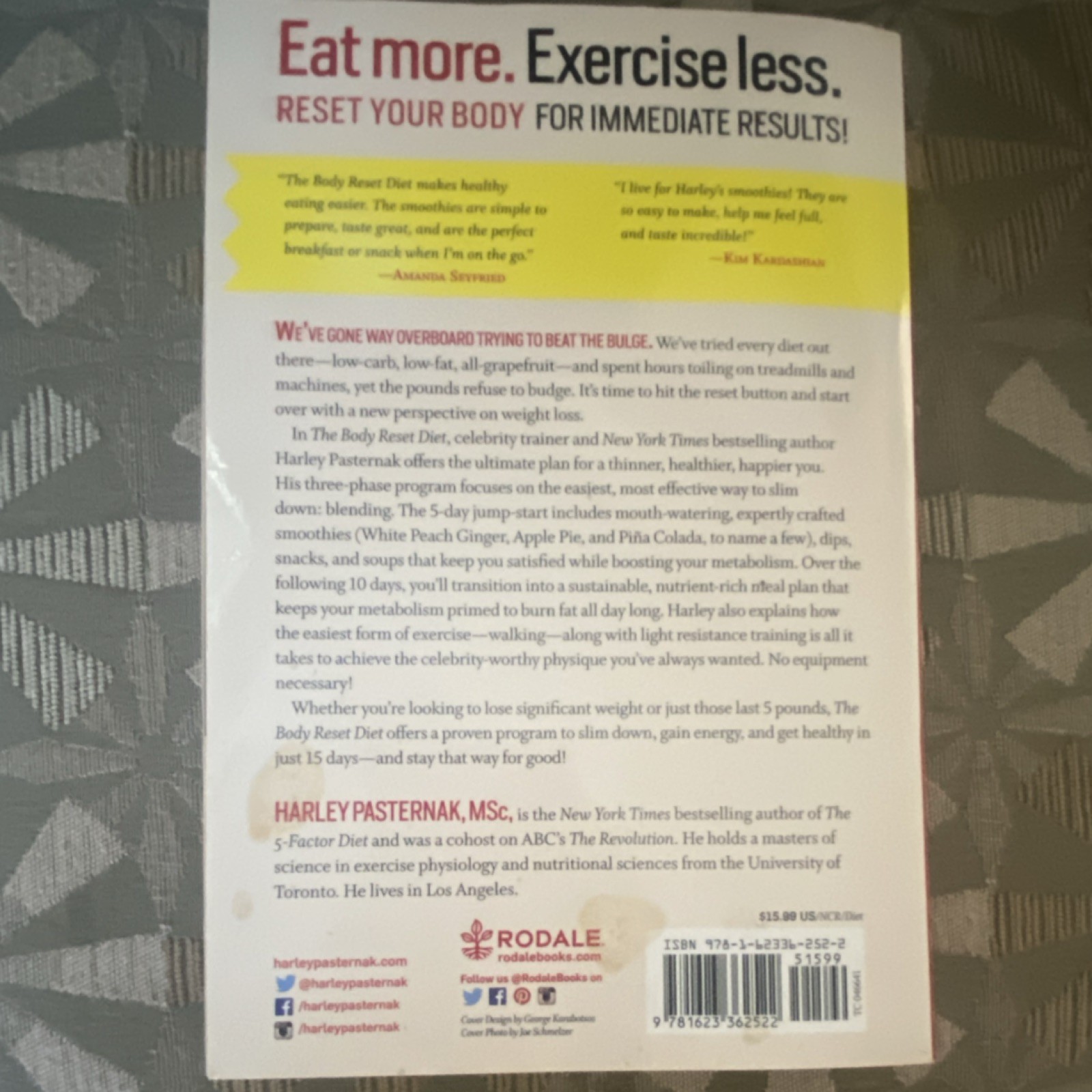Harley Pasternak Body Reset Diet Trade Paperback 2014 Potter Publisher