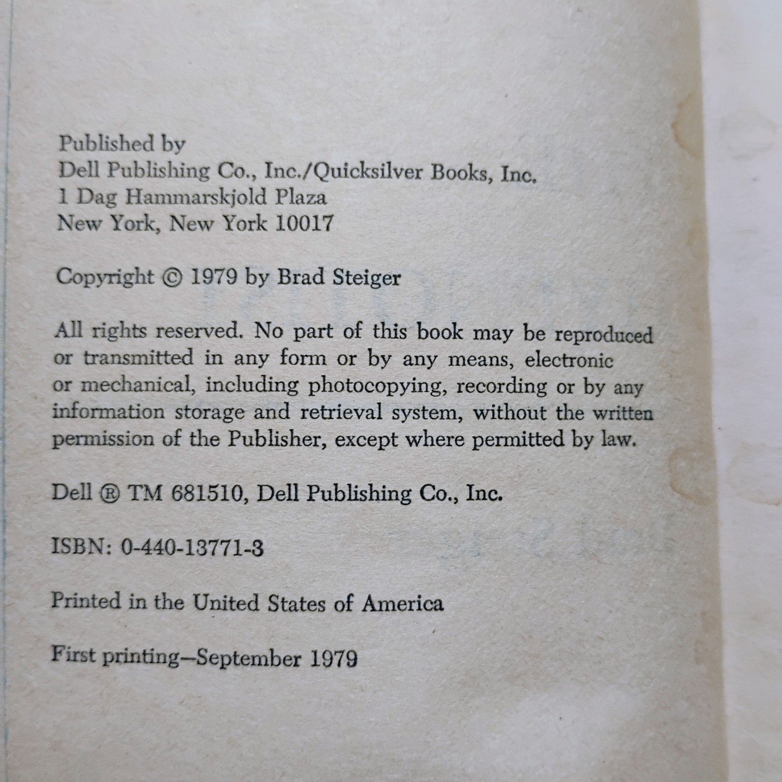 The Hypnotist by Brad Steiger – Vintage 1979 Horror Paperback First Printing