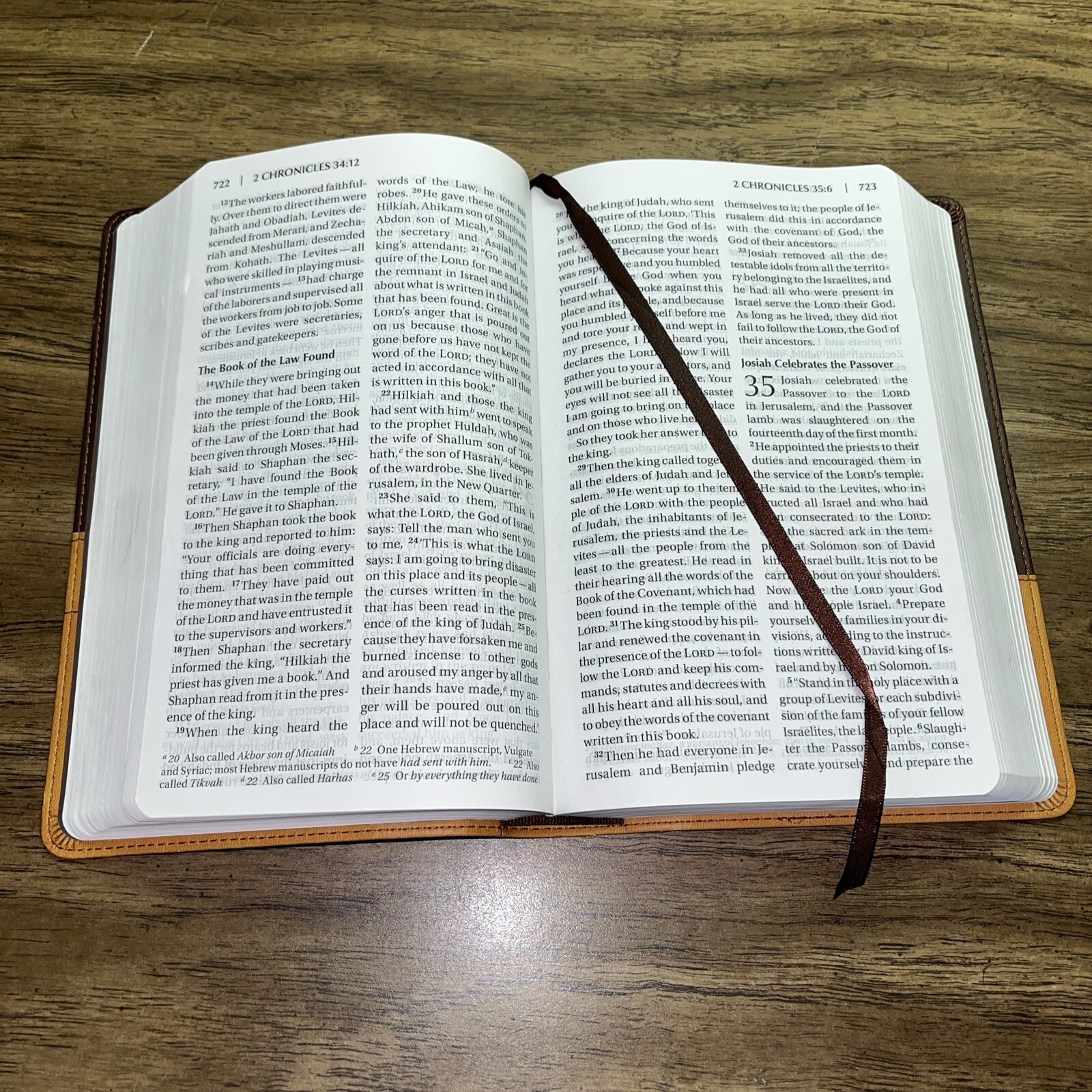 LARGE PRINT Zondervan NIV Church Bible 2011 Italian Duo-Tone Brown / Tan CLEAN
