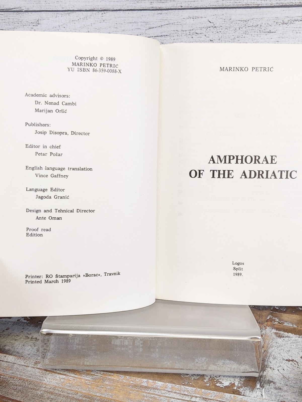Amphorae of the Adriatic Logos by Marinko Petric 1989 Booklet 48-Pages