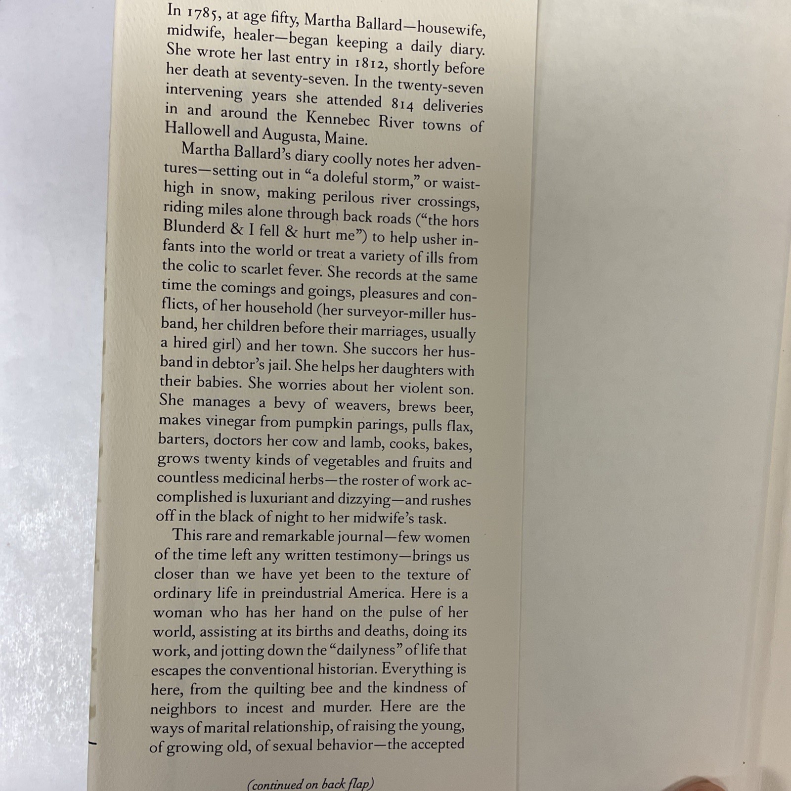 A Midwife’s Tale: The Life of Martha Ballard, Based on Her Diary, 1785-1812