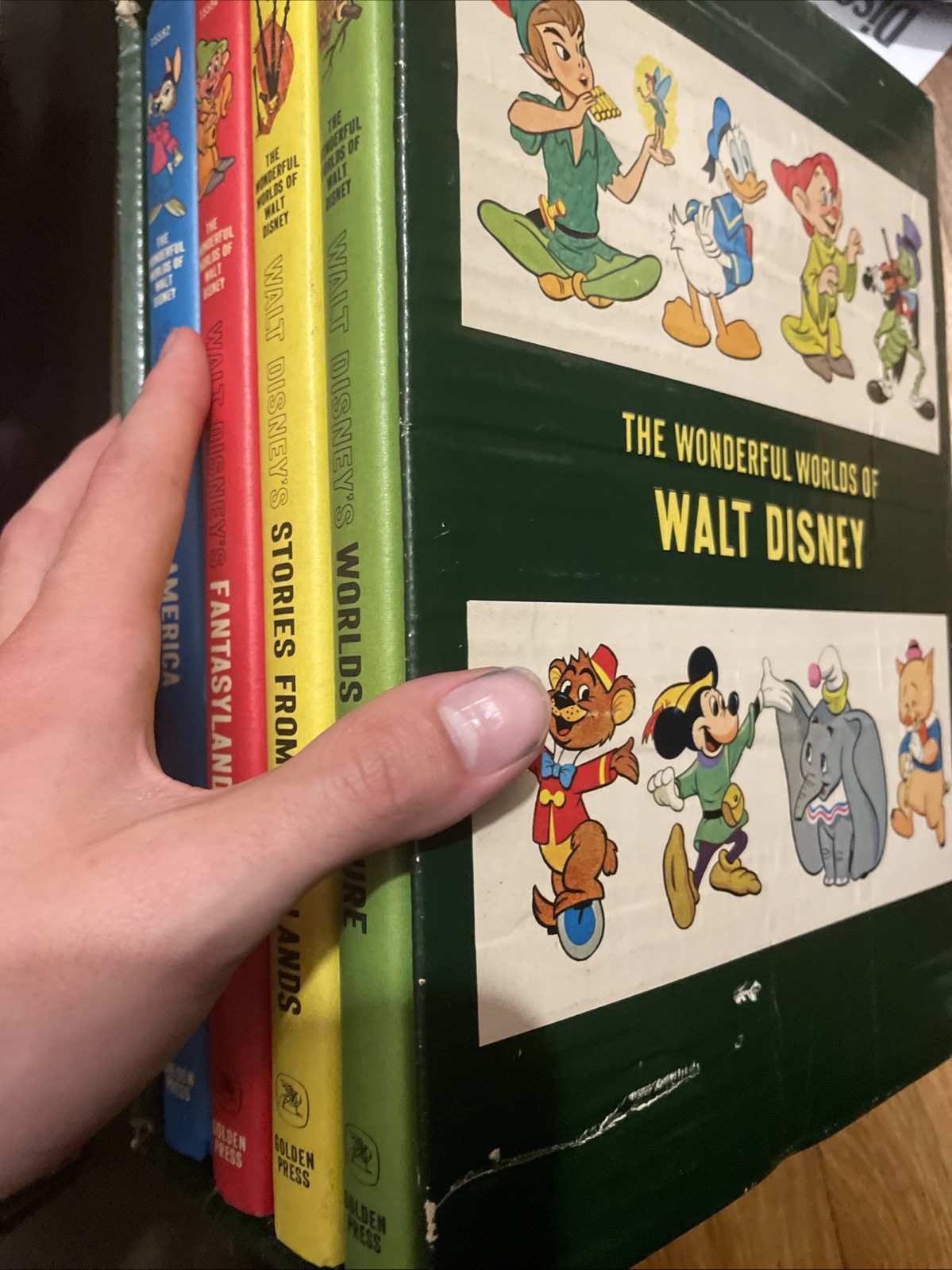 1965 The Wonderful Worlds of Walt Disney 4 Book Boxed Set Golden Press Vintage