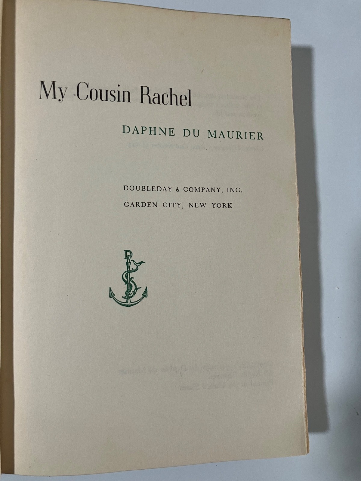 My Cousin Rachel by Daphne Du Maurier 1952 Book Club Edition