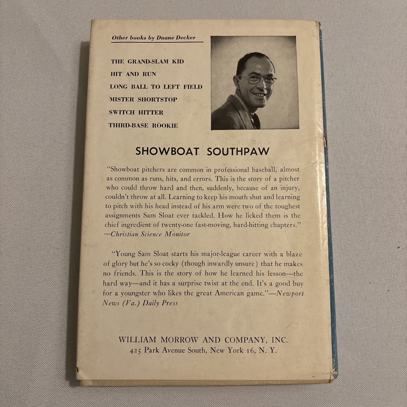 “Fast Man On A Pivot” By Duane Decker Published By William Morrow (HC 1968) RARE