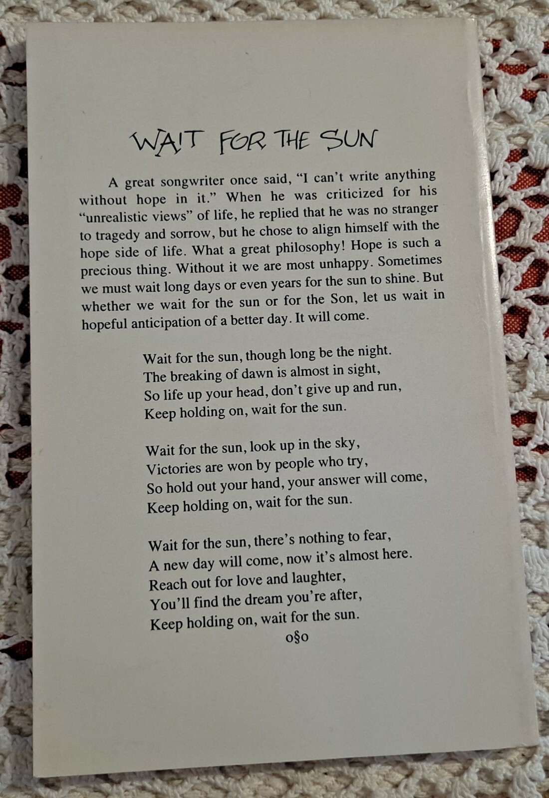 Wait For The Sun by Eddie Bowman SIGNED, 1992, cute illustrations, 92 pages