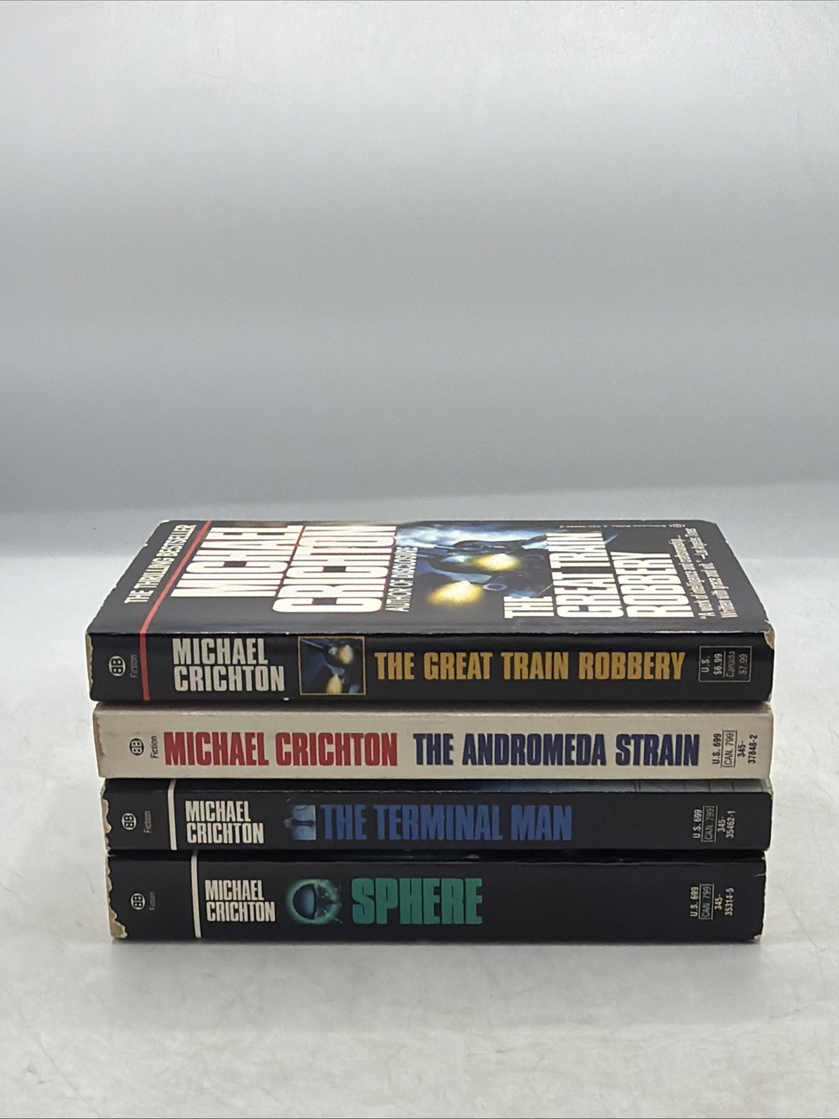 Vintage Michael Crichton Classic Thrillers 4 Book Box Set Andromeda Terminal ++
