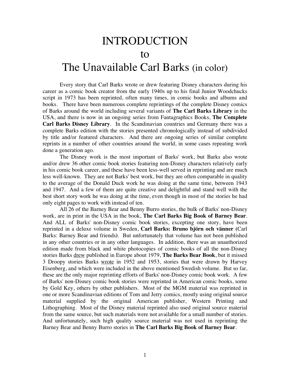 The Unavailable Carl Barks (in color) by Kim Weston